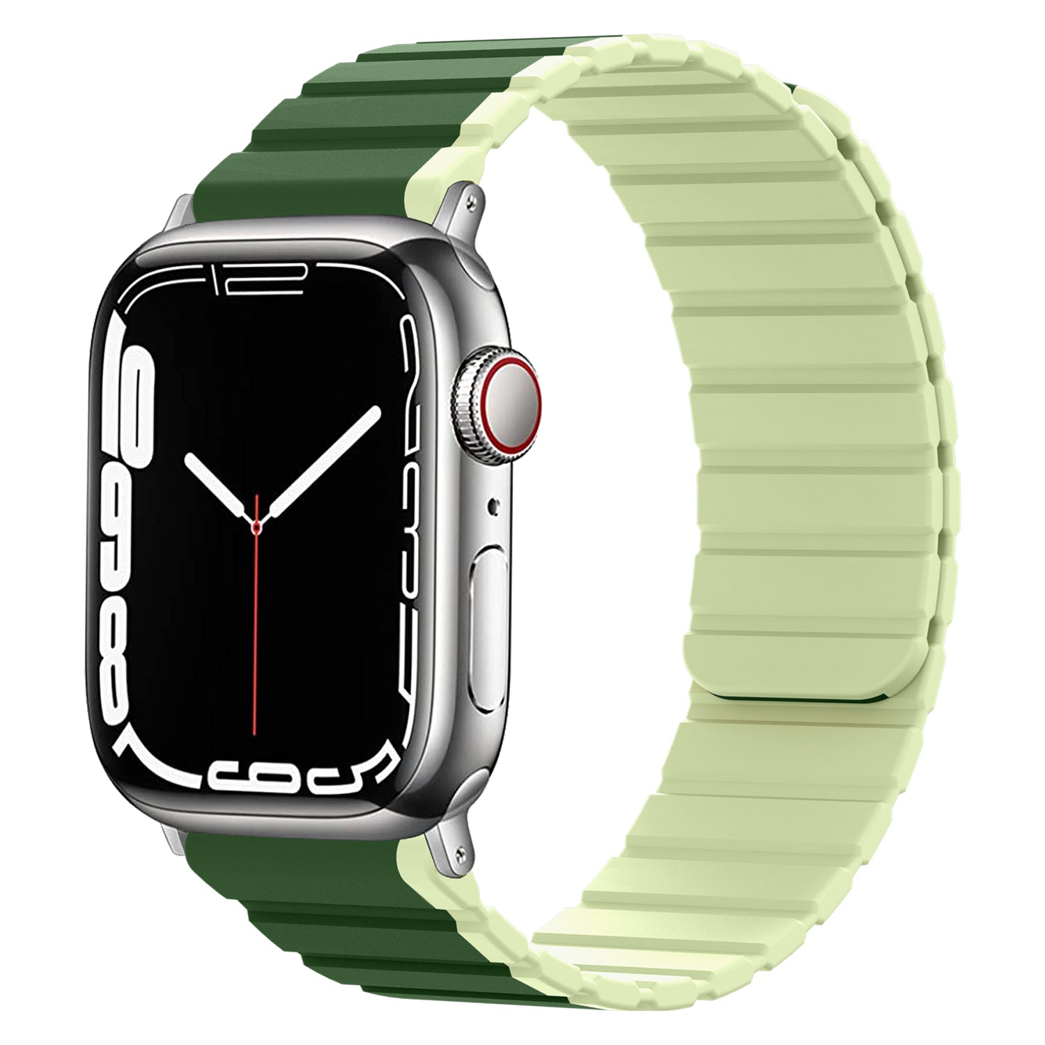 Silicone Watch Band for Apple Watch Series 9 8 7 41mm 6 5 4 SE (2023) SE (2022) SE 40mm 3 2 1 38mm Dual Color Adjustable Magnetic Band