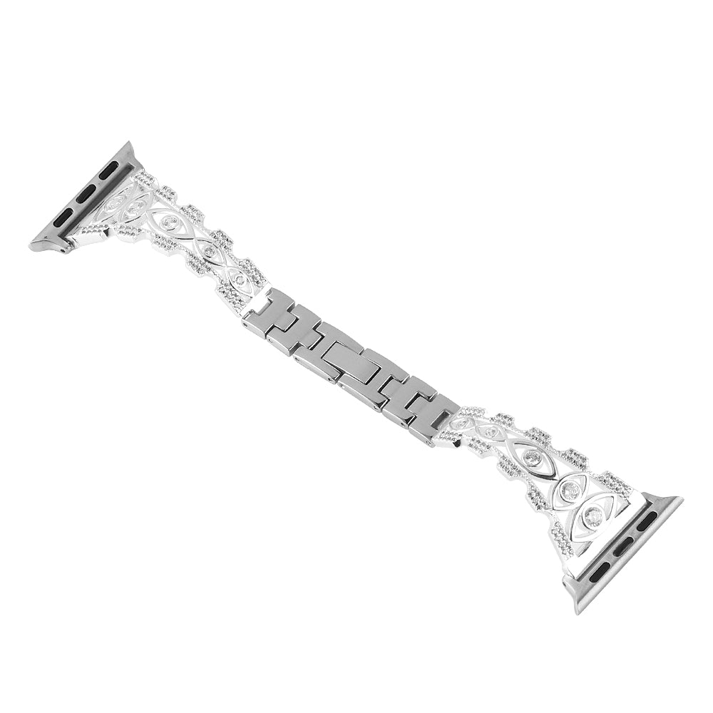 Rhinestone Decor Metal Watch Band for Apple Watch Ultra Ultra 2 49mm Series 8 7 9 45mm Series 6 5 4 SE (2022) SE 44mm Series 3 2 1 42mm Eye Design Bracelet Strap