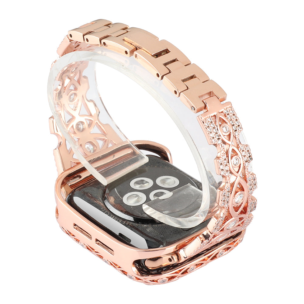 For Apple Watch 9 8 7 41mm 6 5 4 SE SE (2022) SE (2023) 40mm 3 2 1 38mm Eye Design Rhinestone Decor Metal Bracelet Watch Strap