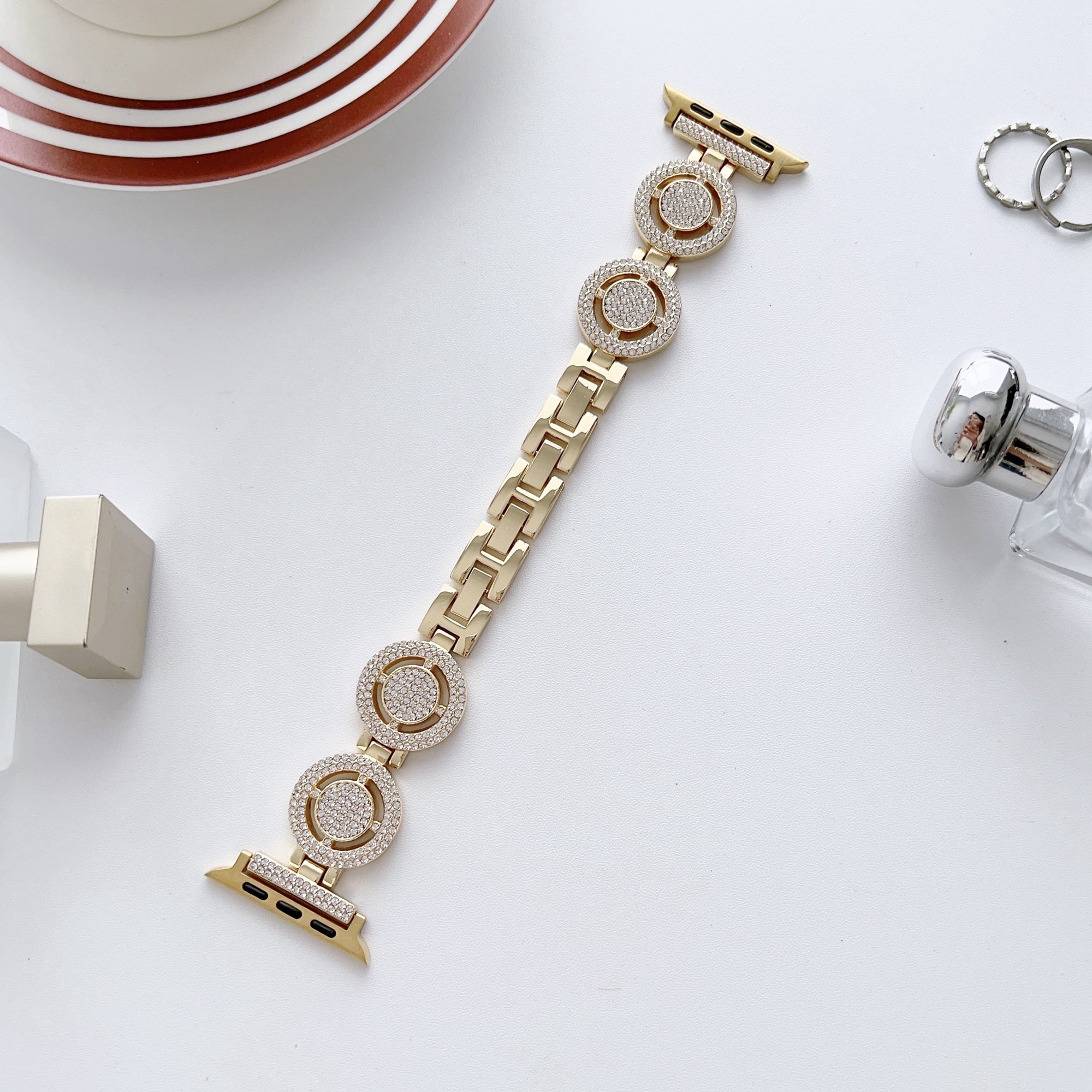 For Apple Watch Series 9 8 7 41mm 6 5 4 SE SE (2022) SE (2023) 40mm 3 2 1 38mm Rhinestone Strap Metal Watch Band