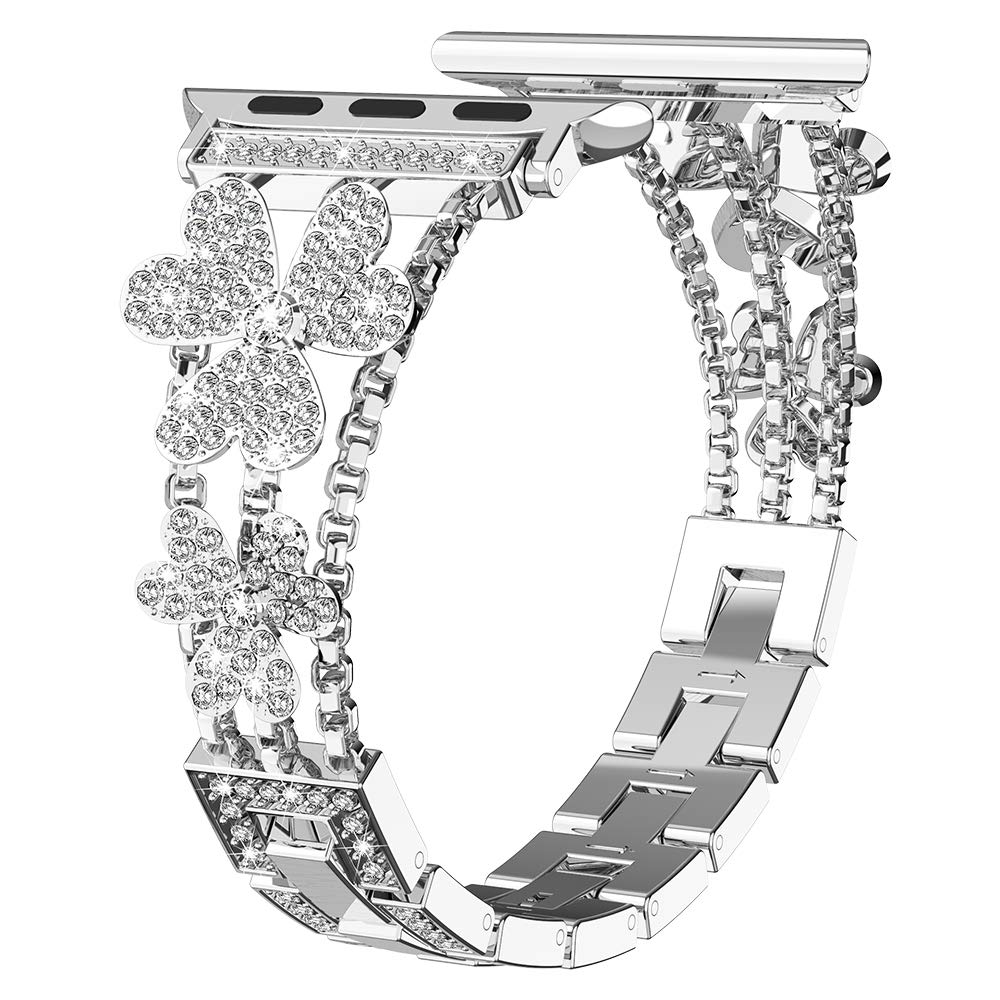 For Apple Watch Series 9 8 7 41mm 6 5 4 SE SE (2022) SE (2023) 40mm 3 2 1 38mm Metal Strap Rhinestone Watch Band