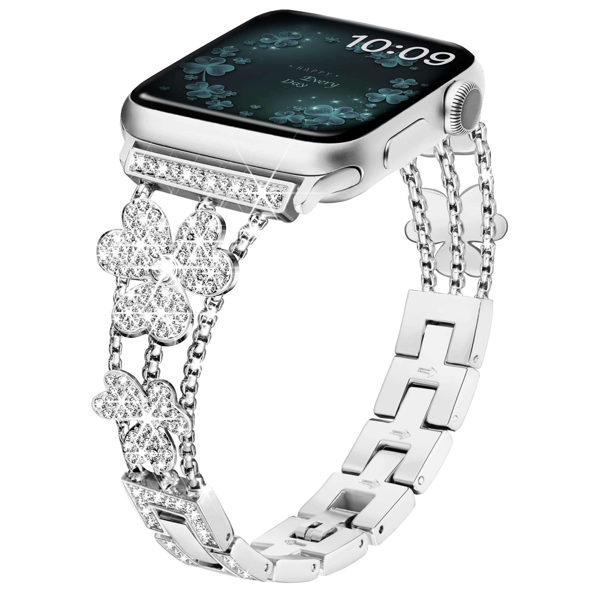 For Apple Watch Series 9 8 7 41mm 6 5 4 SE SE (2022) SE (2023) 40mm 3 2 1 38mm Metal Strap Rhinestone Watch Band