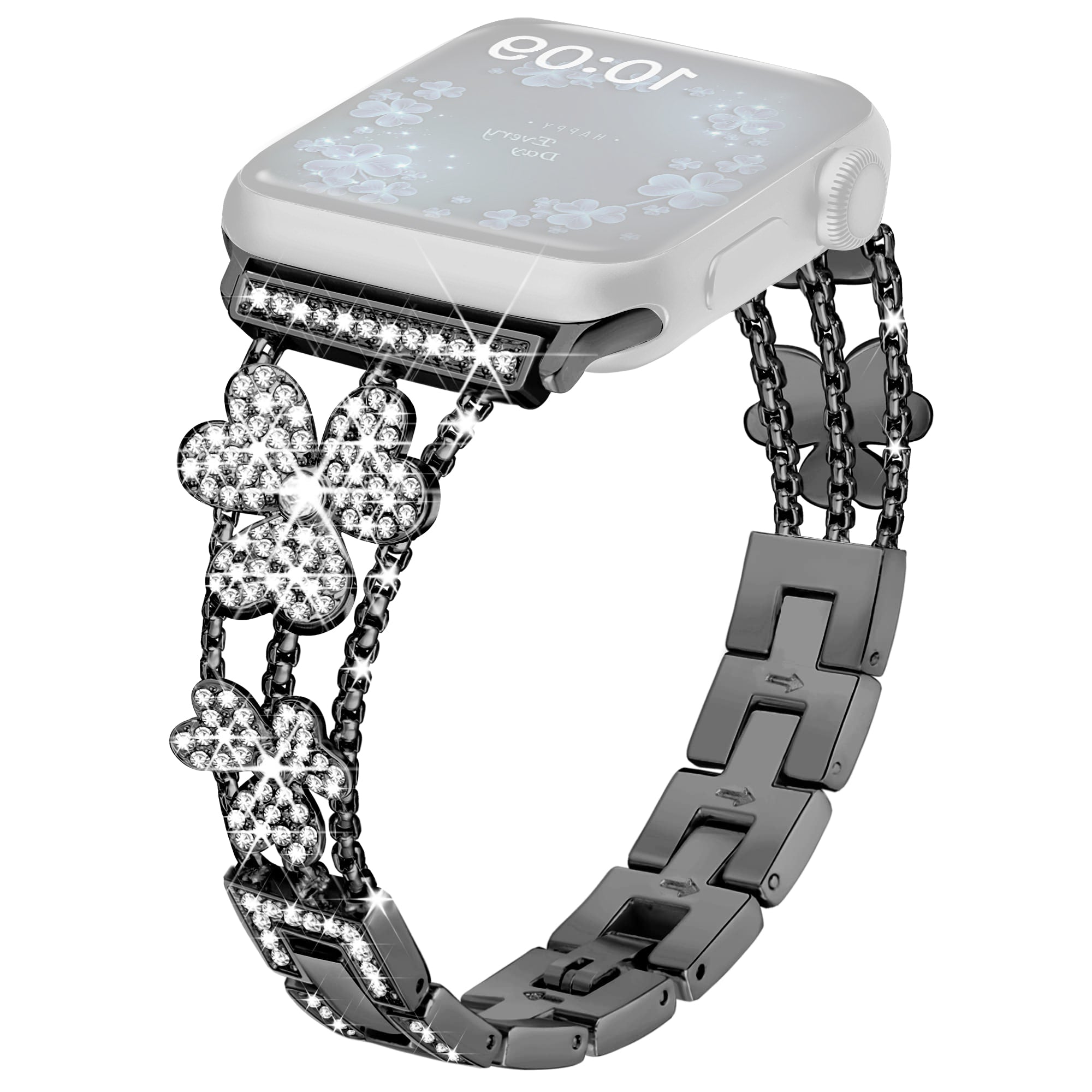 For Apple Watch Series 9 8 7 41mm 6 5 4 SE SE (2022) SE (2023) 40mm 3 2 1 38mm Metal Strap Rhinestone Watch Band