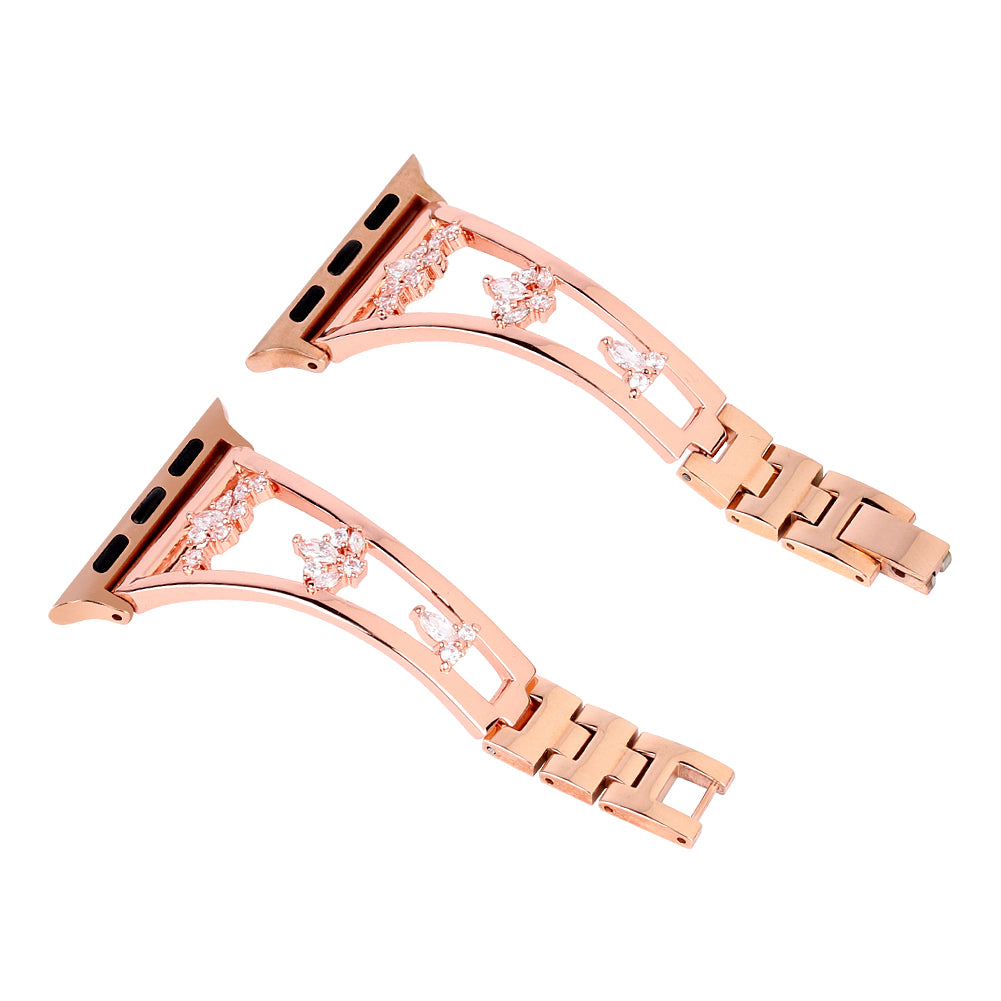 Metal Copper Band for Apple Watch 9 8 7 41mm 6 SE SE (2022) SE (2023) 5 4 40mm 3 2 1 38mm Zircon Decor Watch Strap Bracelet