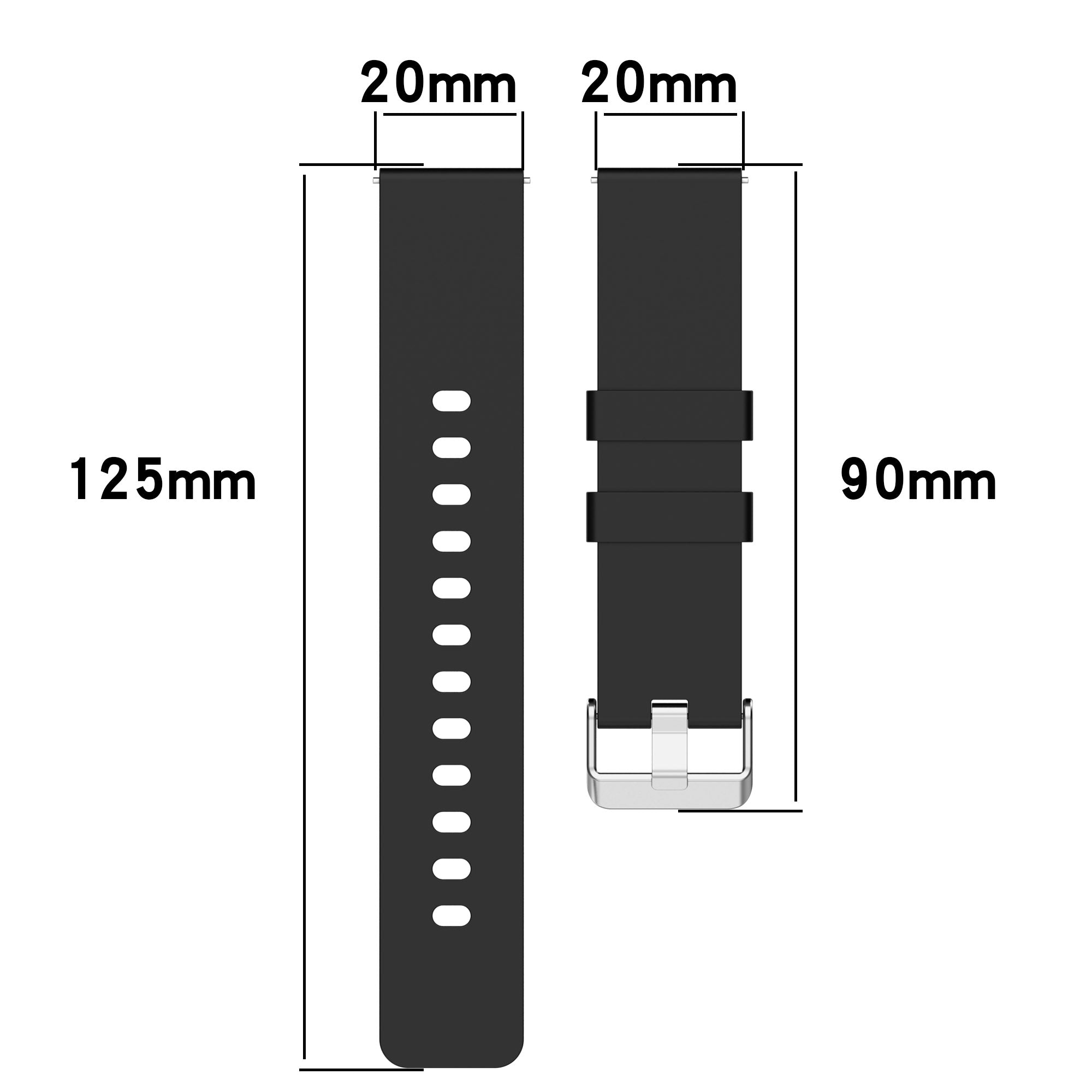 Silicone Watch Band for Garmin Venu Venu 2 Plus Venu Sq Venu Sq 2 20mm Watch Strap with Silver Stainless Steel Buckle