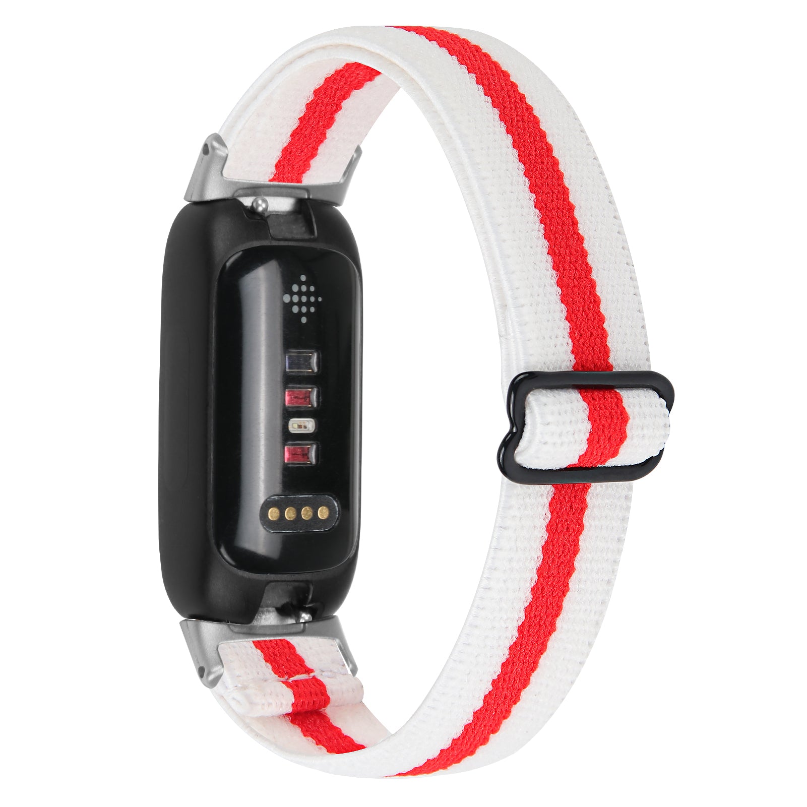For Fitbit Inspire 3 Stretchy Nylon Watch Band Braided Sport Elastic Adjustable Strap with Silver Connector