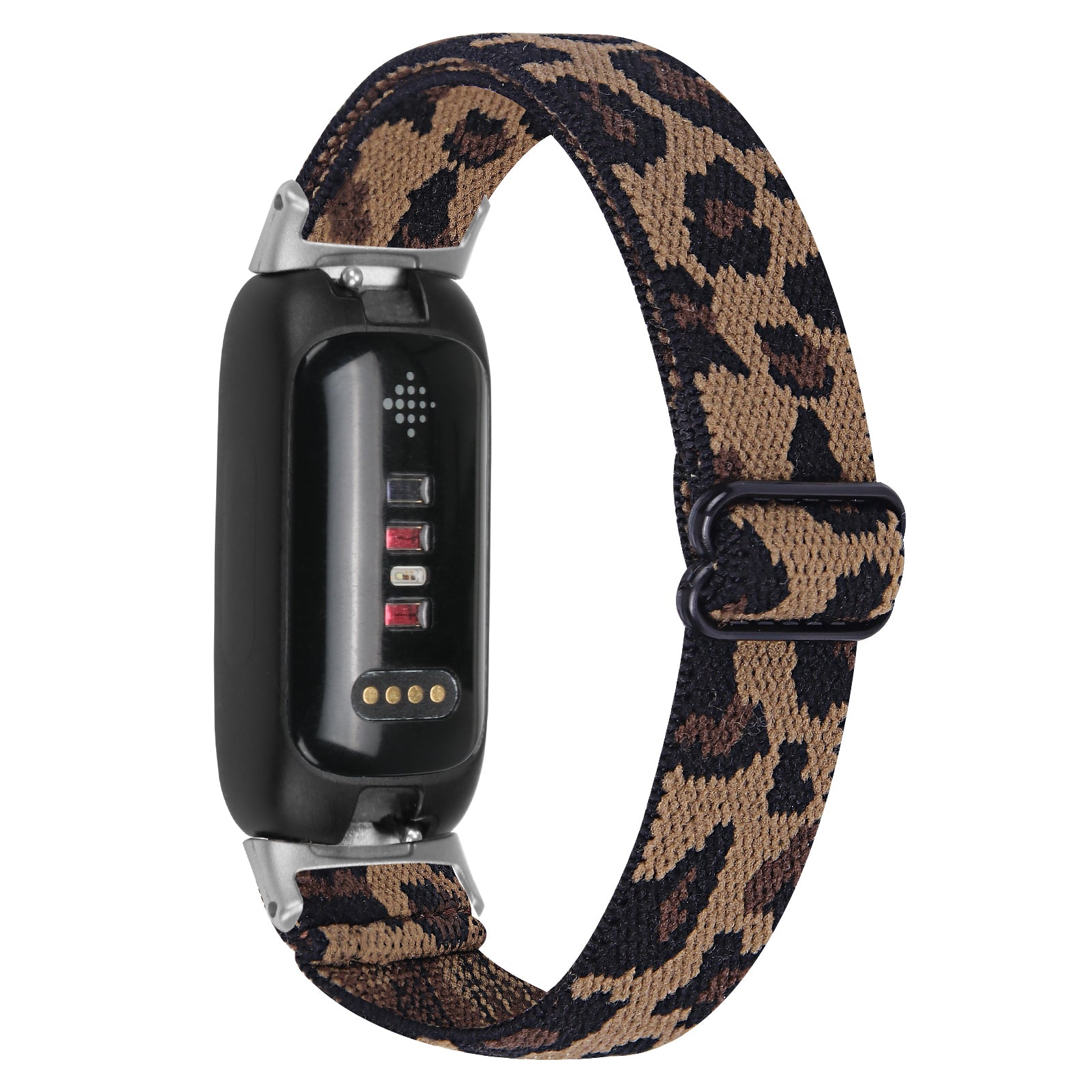 For Fitbit Inspire 3 Stretchy Nylon Watch Band Braided Sport Elastic Adjustable Strap with Silver Connector