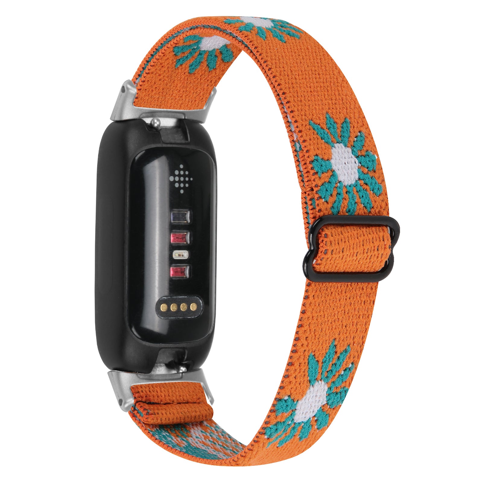 For Fitbit Inspire 3 Stretchy Nylon Watch Band Braided Sport Elastic Adjustable Strap with Silver Connector