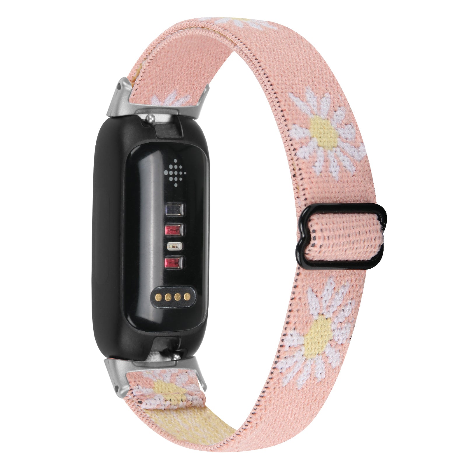 For Fitbit Inspire 3 Stretchy Nylon Watch Band Braided Sport Elastic Adjustable Strap with Silver Connector
