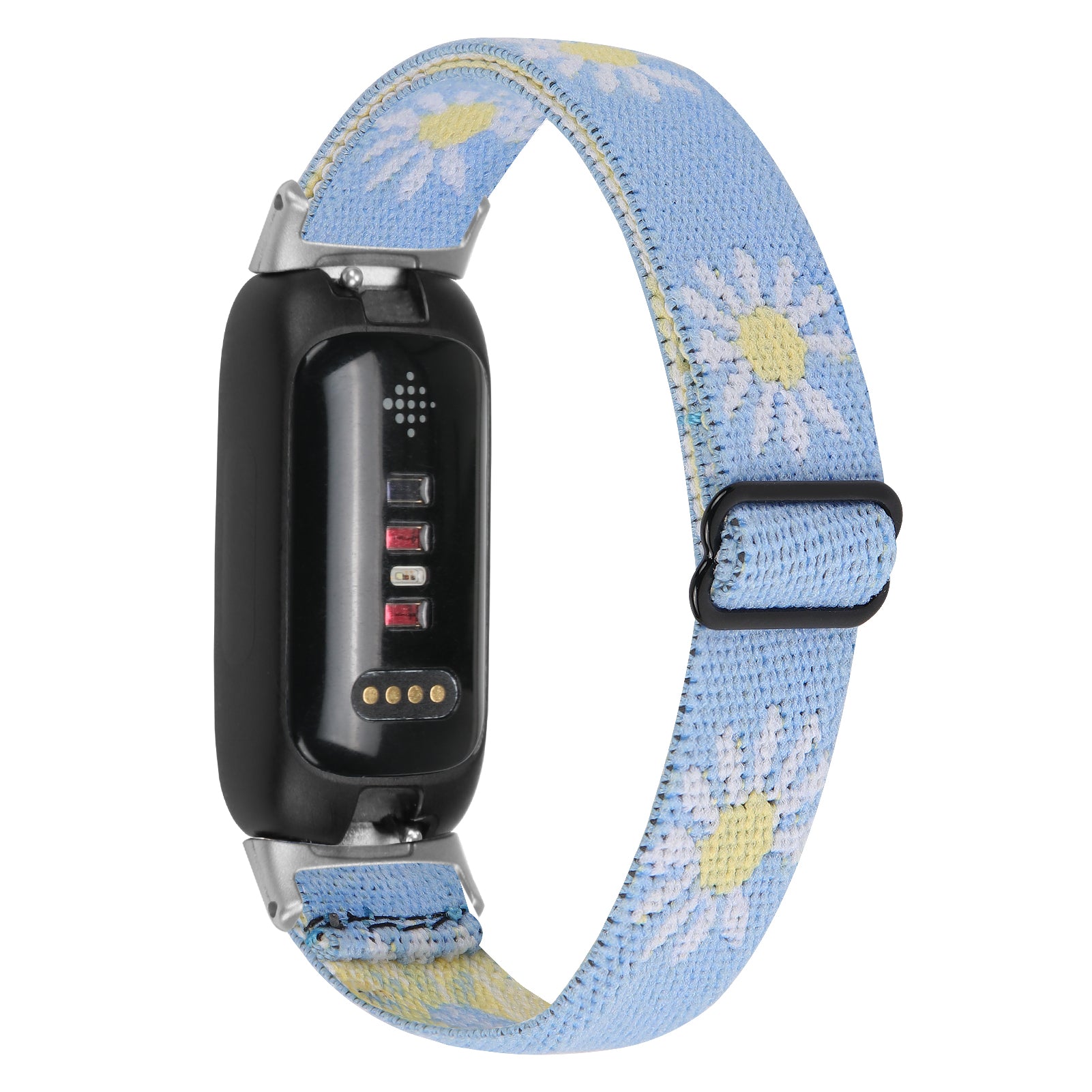 For Fitbit Inspire 3 Stretchy Nylon Watch Band Braided Sport Elastic Adjustable Strap with Silver Connector