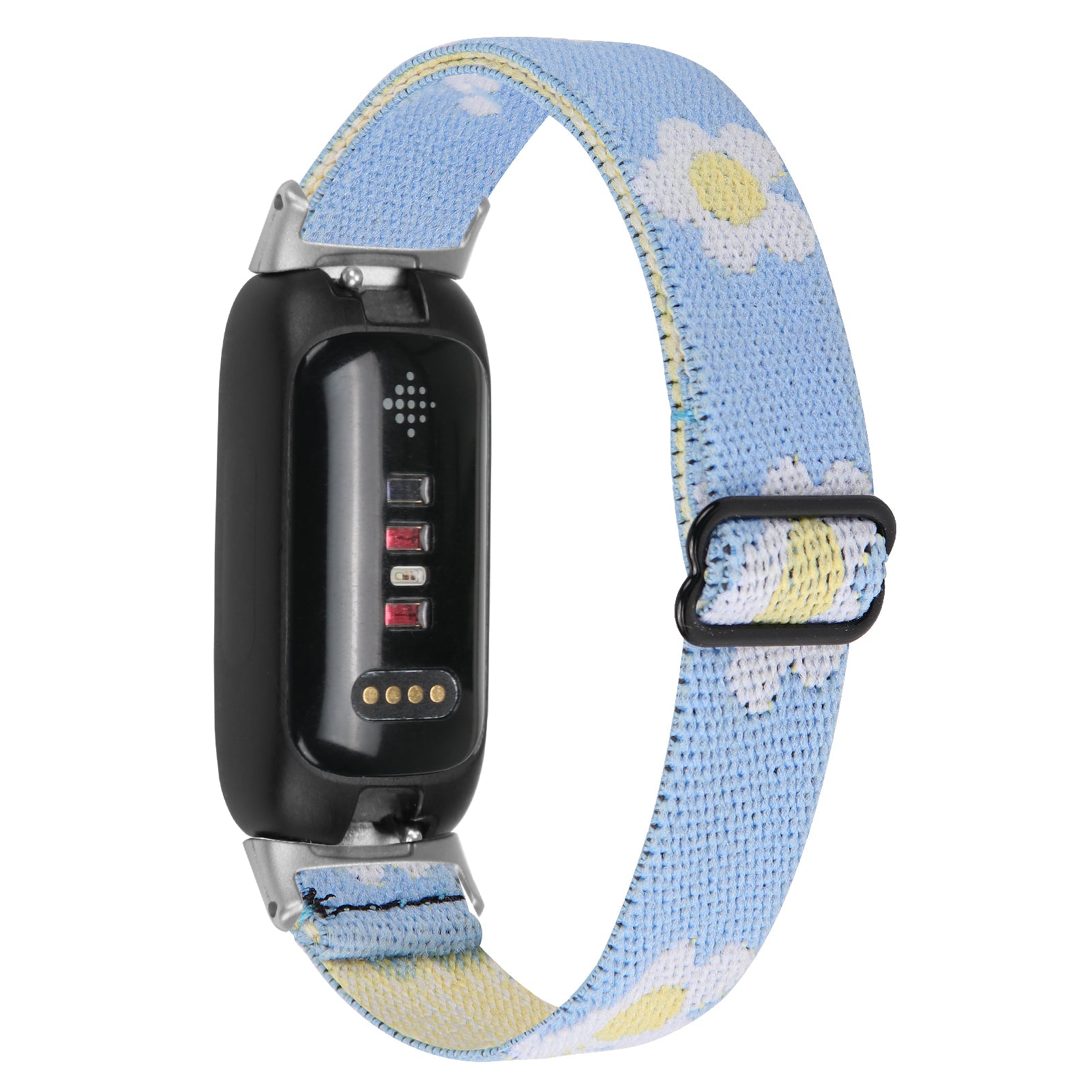 For Fitbit Inspire 3 Stretchy Nylon Watch Band Braided Sport Elastic Adjustable Strap with Silver Connector