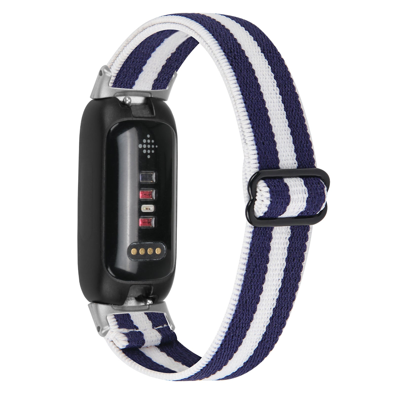 For Fitbit Inspire 3 Stretchy Nylon Watch Band Braided Sport Elastic Adjustable Strap with Silver Connector