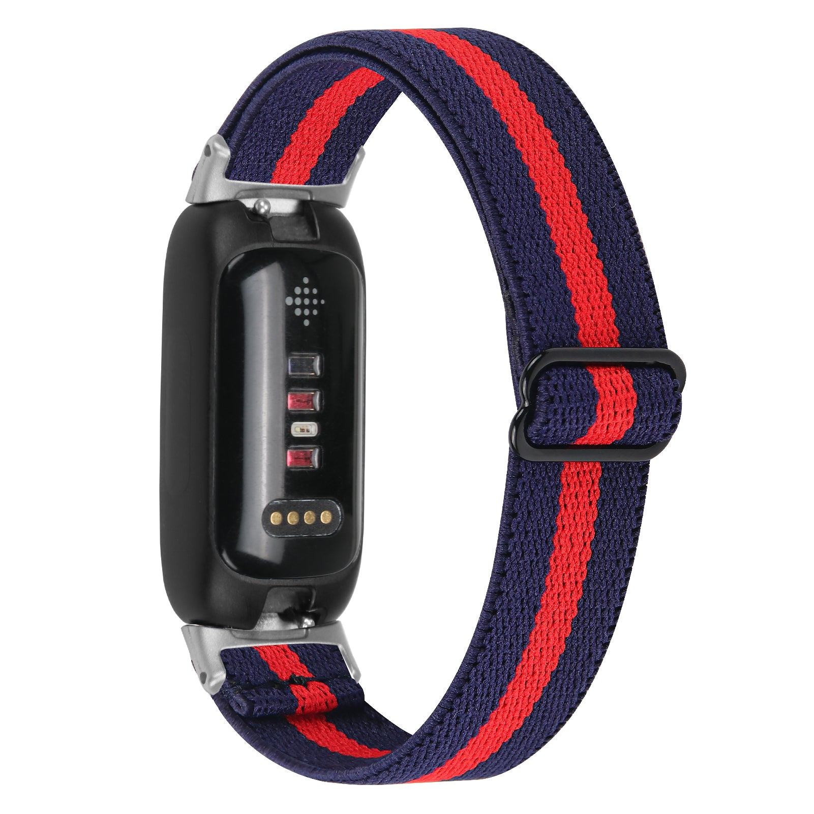 For Fitbit Inspire 3 Stretchy Nylon Watch Band Braided Sport Elastic Adjustable Strap with Silver Connector