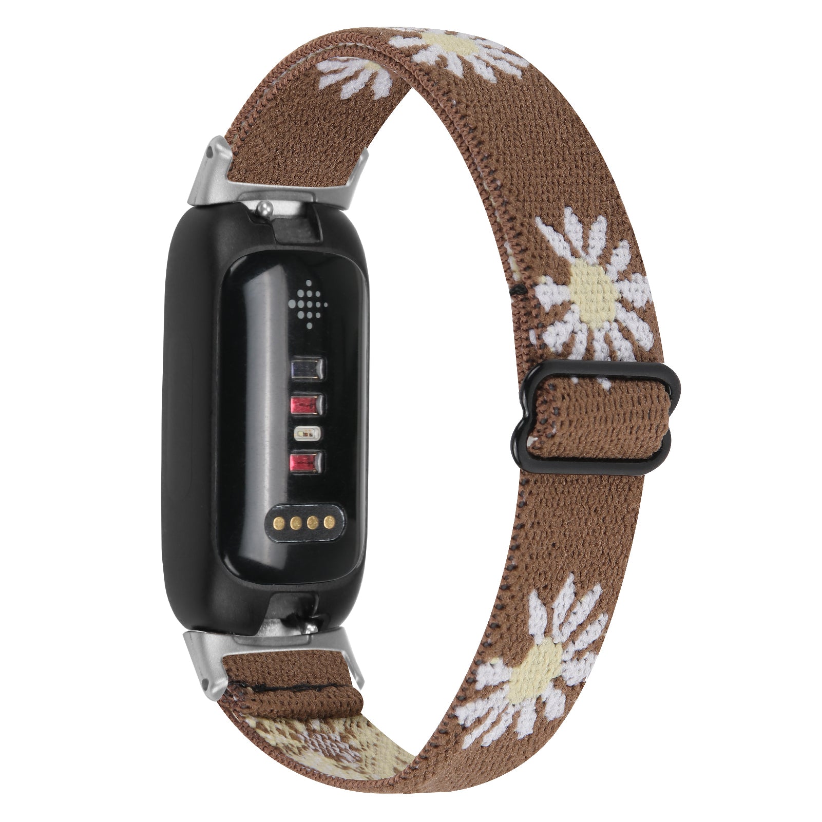 For Fitbit Inspire 3 Stretchy Nylon Watch Band Braided Sport Elastic Adjustable Strap with Silver Connector