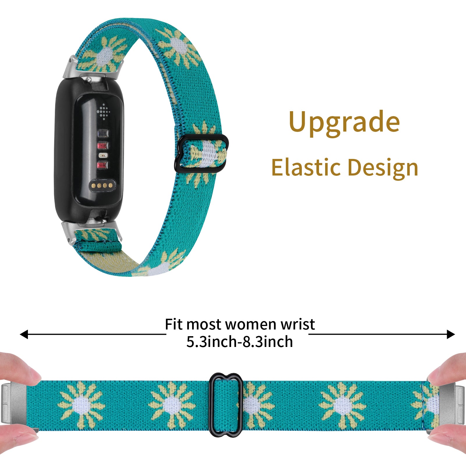 For Fitbit Inspire 3 Adjustable Elastic Nylon Braided Watch Band Replacement Strap with Silver Connector