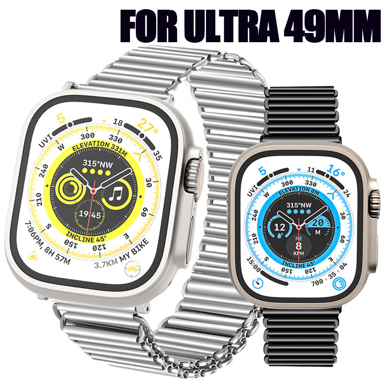 Wrist Strap for Apple Watch Ultra Ultra 2 49mm Series 8 9 7 45mm SE SE (2022) 4 5 6 44mm 3 2 1 42mm Stainless Steel Hollow Chain Watchband