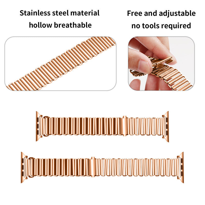 For Apple Watch Series 9 8 7 41mm 6 5 4 SE SE (2022) SE (2023) 40mm 3 2 1 38mm Hollow Chain Watchband Stainless Steel Strap