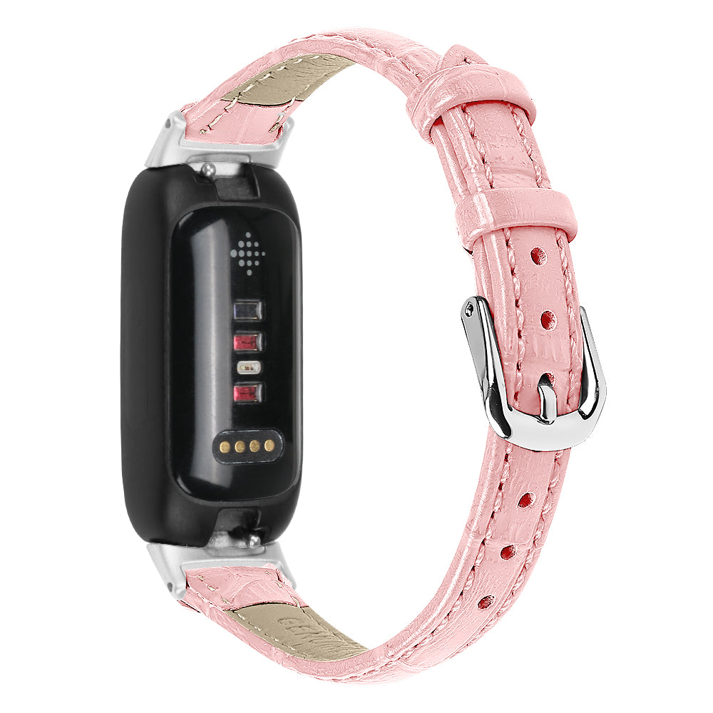 For Fitbit Inspire 3 Replacement Strap Bamboo Grain PU Leather Adjustable Watch Band