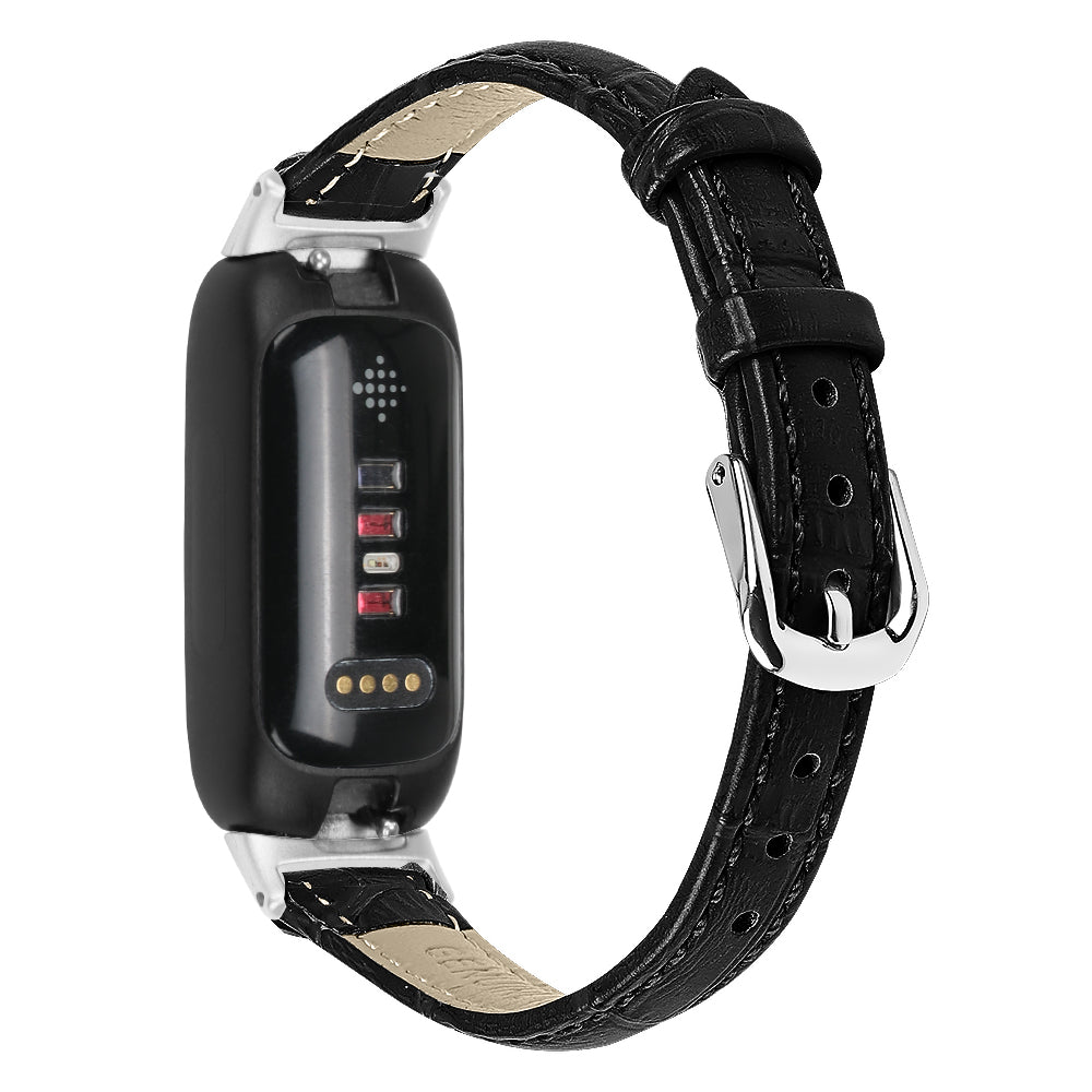 For Fitbit Inspire 3 Replacement Strap Bamboo Grain PU Leather Adjustable Watch Band