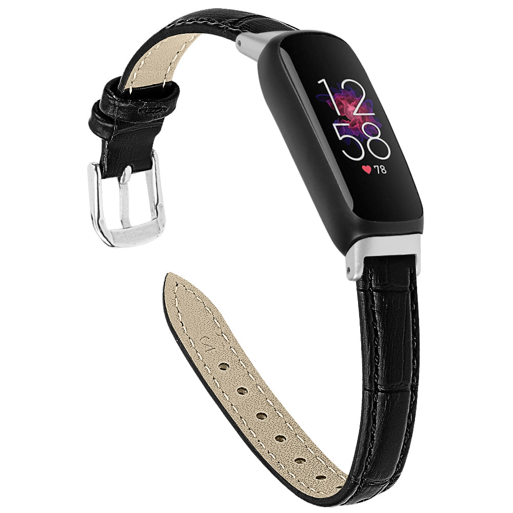 For Fitbit Inspire 3 Replacement Strap Bamboo Grain PU Leather Adjustable Watch Band