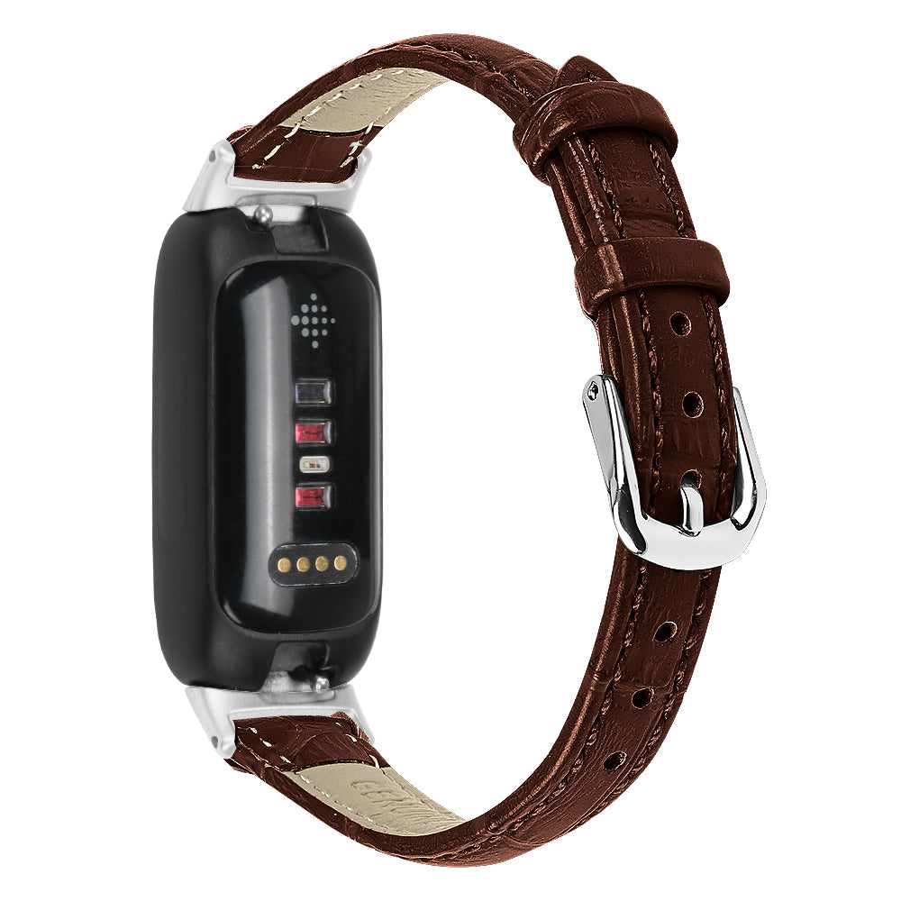 For Fitbit Inspire 3 Replacement Strap Bamboo Grain PU Leather Adjustable Watch Band