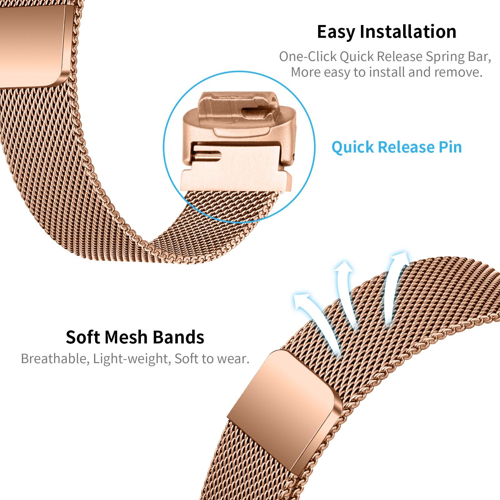 Smart Watch Band for Fitbit Inspire 3 Stainless Steel Magnetic Milanese Metal Mesh Strap