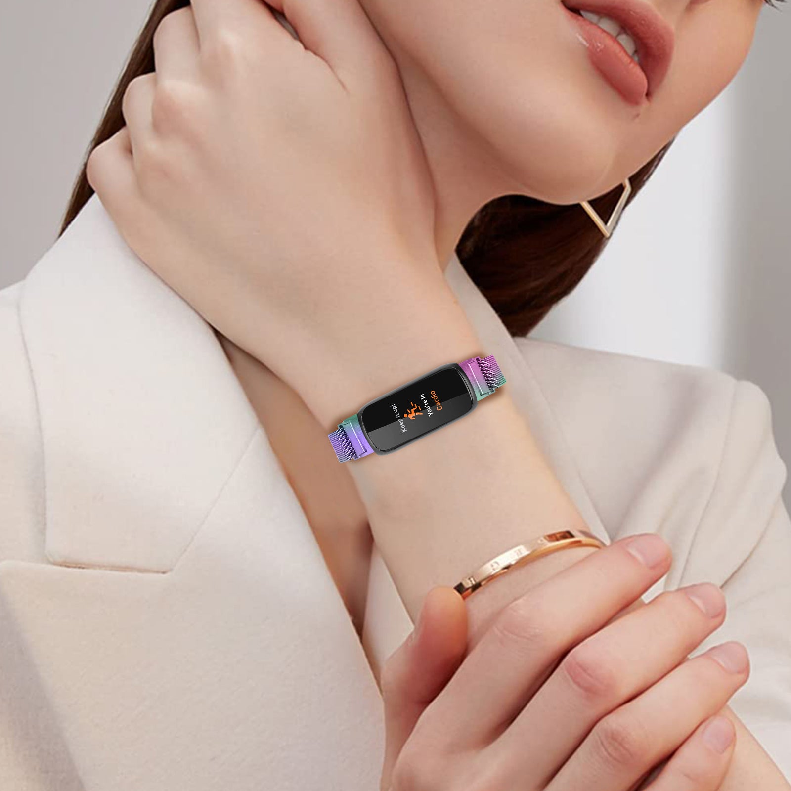 Smart Watch Band for Fitbit Inspire 3 Stainless Steel Magnetic Milanese Metal Mesh Strap