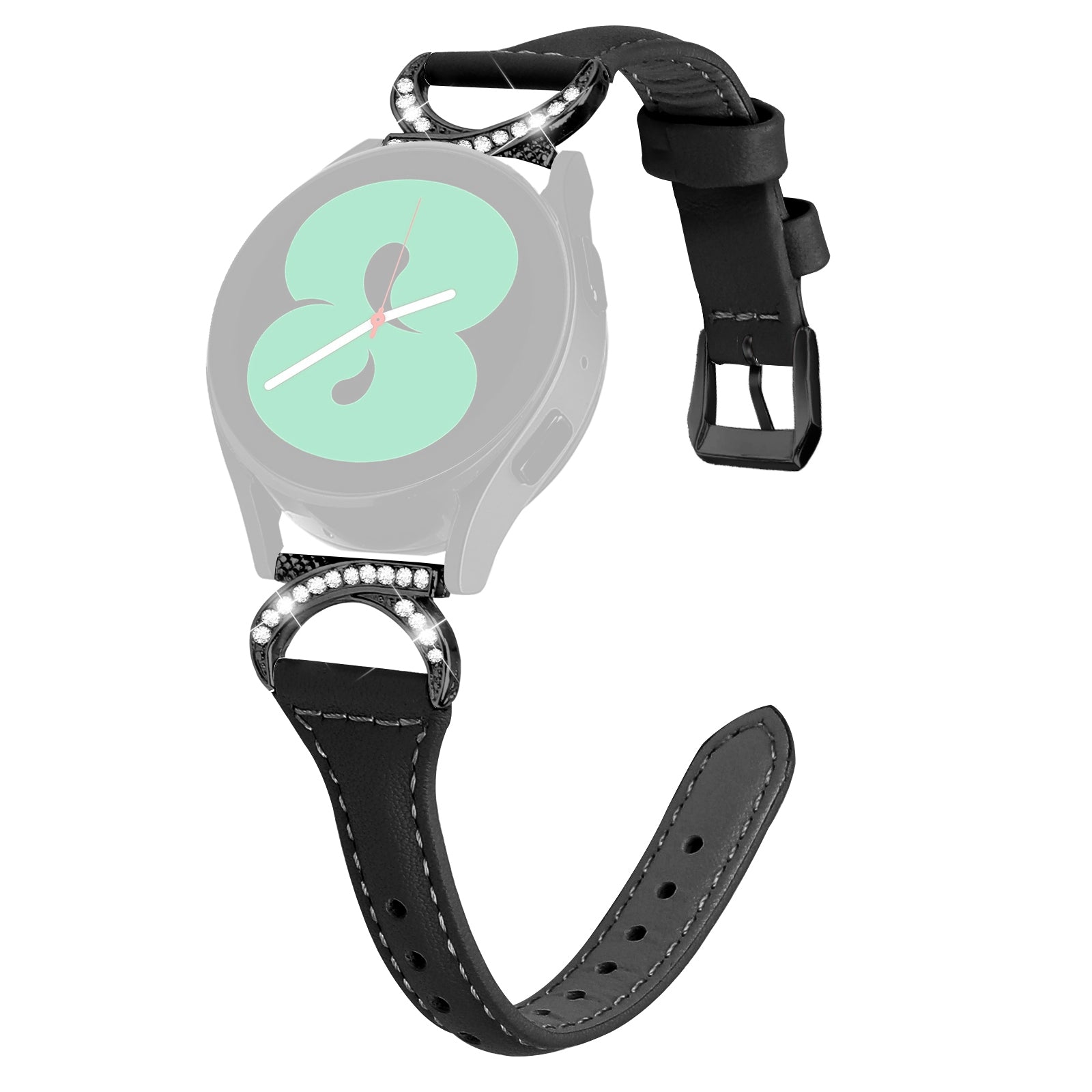 For Samsung Galaxy Watch 3 41mm Watch6 40mm 44mm Watch6 Classic 43mm 47mm Watch 5 40mm 44mm Watch4 40mm 44mm Watch Strap 20mm Leather Wristband with Black Buckle