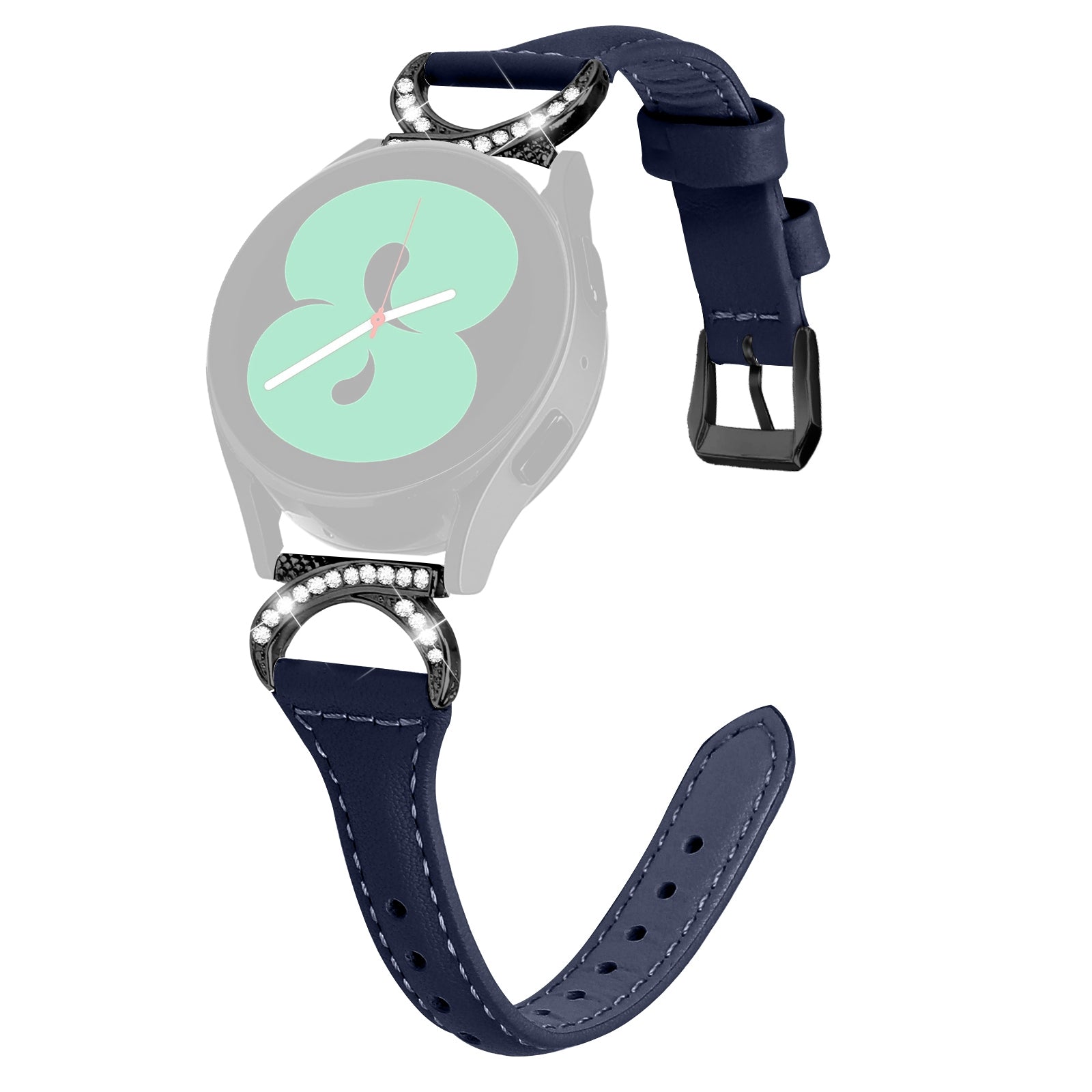 For Samsung Galaxy Watch 3 41mm Watch6 40mm 44mm Watch6 Classic 43mm 47mm Watch 5 40mm 44mm Watch4 40mm 44mm Watch Strap 20mm Leather Wristband with Black Buckle