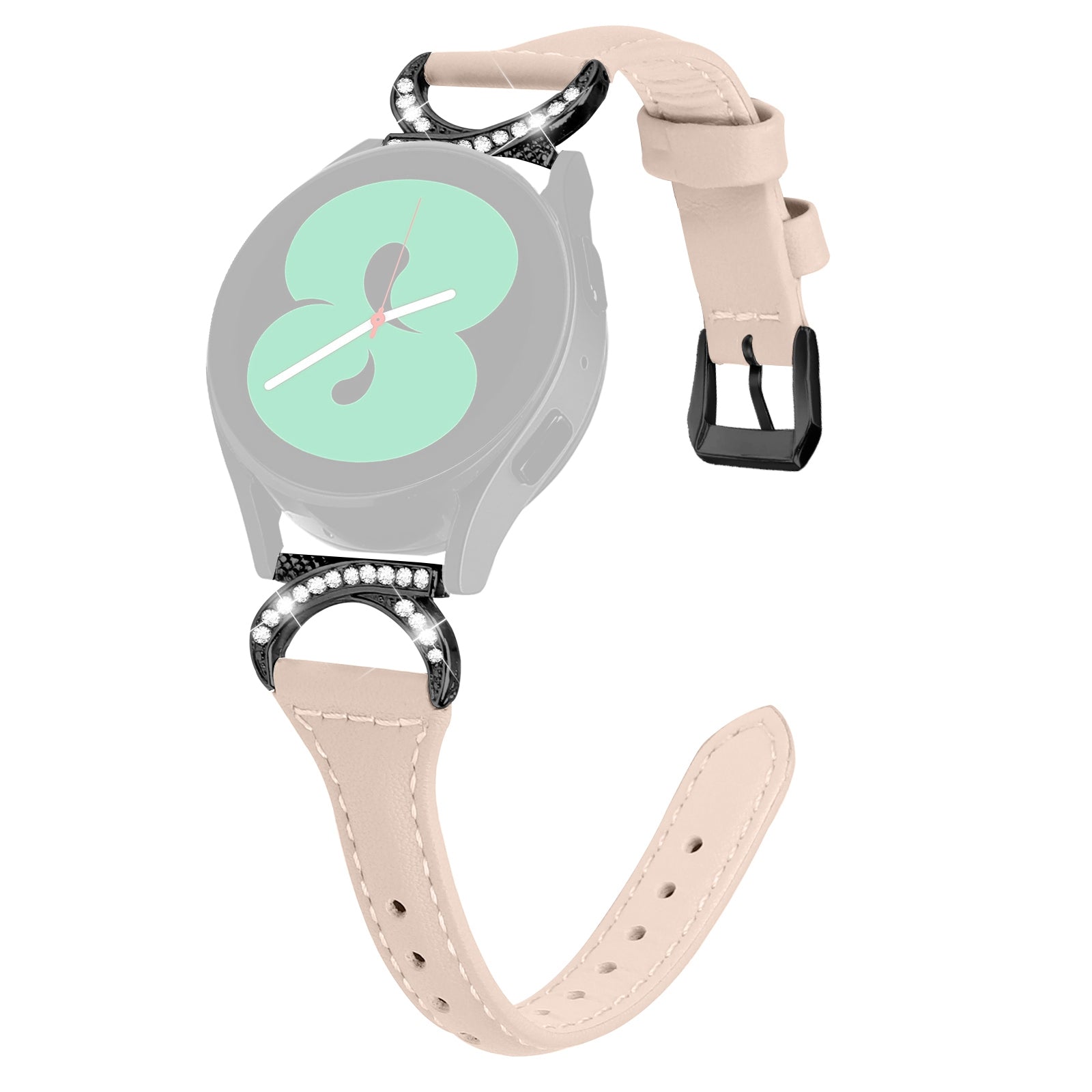 For Samsung Galaxy Watch 3 41mm Watch6 40mm 44mm Watch6 Classic 43mm 47mm Watch 5 40mm 44mm Watch4 40mm 44mm Watch Strap 20mm Leather Wristband with Black Buckle