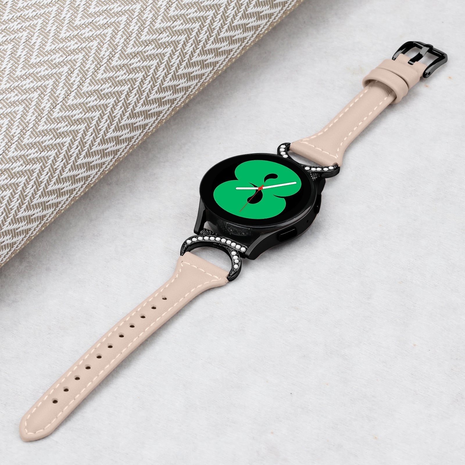 For Samsung Galaxy Watch 3 41mm Watch6 40mm 44mm Watch6 Classic 43mm 47mm Watch 5 40mm 44mm Watch4 40mm 44mm Watch Strap 20mm Leather Wristband with Black Buckle
