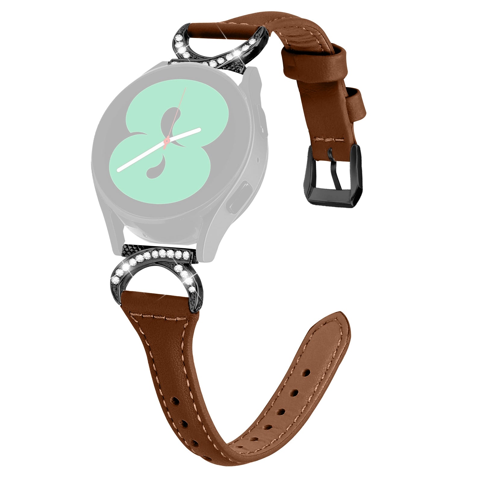 For Samsung Galaxy Watch 3 41mm Watch6 40mm 44mm Watch6 Classic 43mm 47mm Watch 5 40mm 44mm Watch4 40mm 44mm Watch Strap 20mm Leather Wristband with Black Buckle
