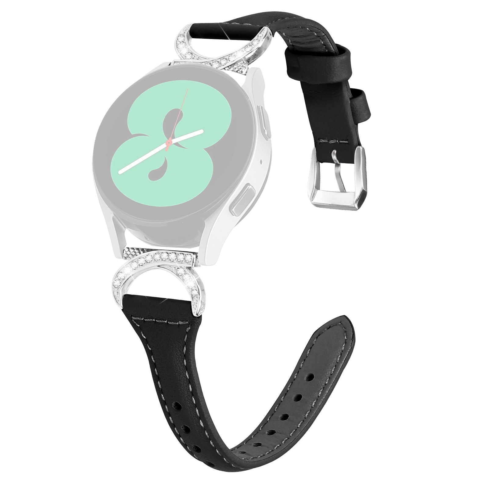 For Samsung Galaxy Watch 3 41mm Watch6 40mm 44mm Watch6 Classic 43mm 47mm Watch 5 40mm 44mm Watch4 40mm 44mm Leather Watch Band 20mm Wrist Strap with Silver Buckle