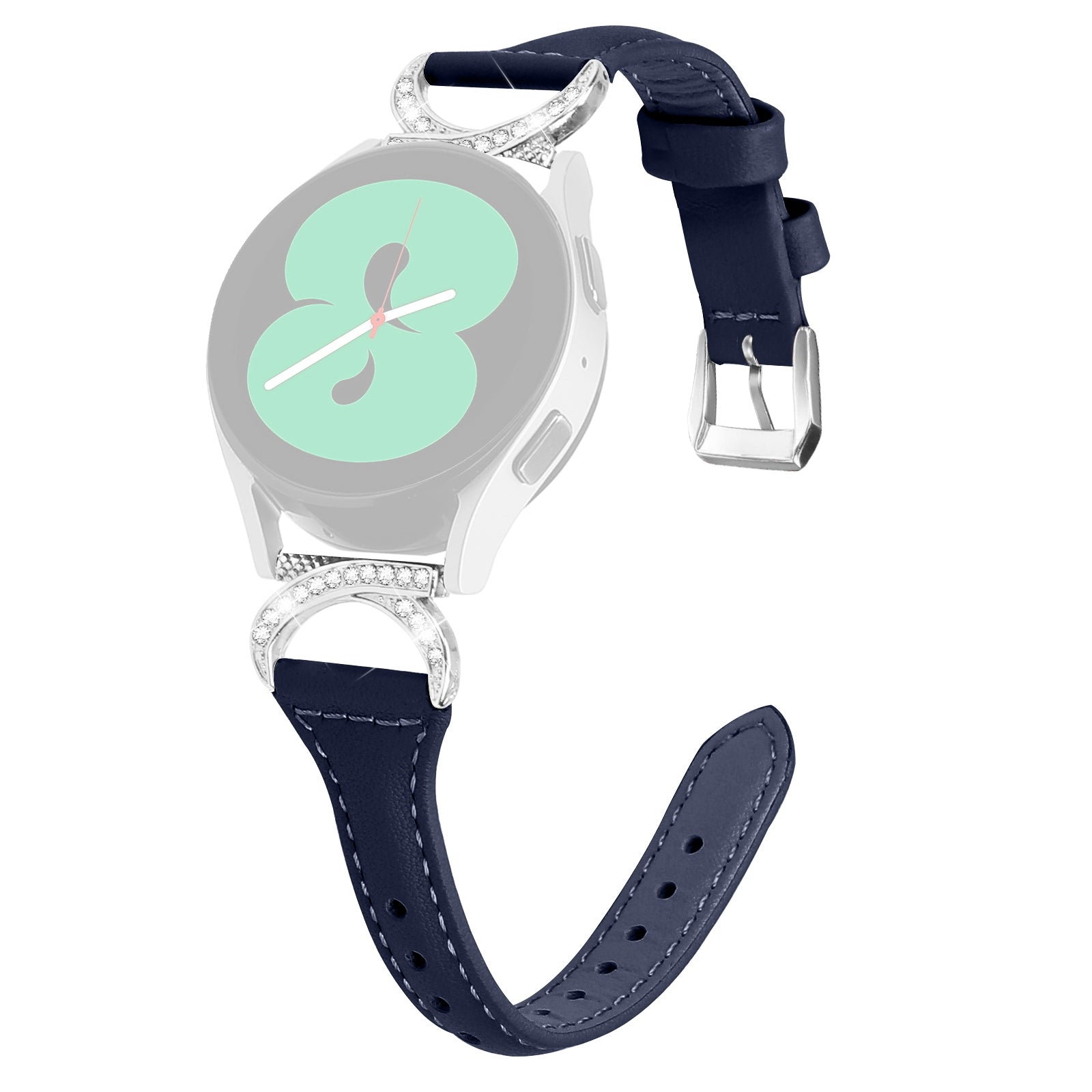 For Samsung Galaxy Watch 3 41mm Watch6 40mm 44mm Watch6 Classic 43mm 47mm Watch 5 40mm 44mm Watch4 40mm 44mm Leather Watch Band 20mm Wrist Strap with Silver Buckle