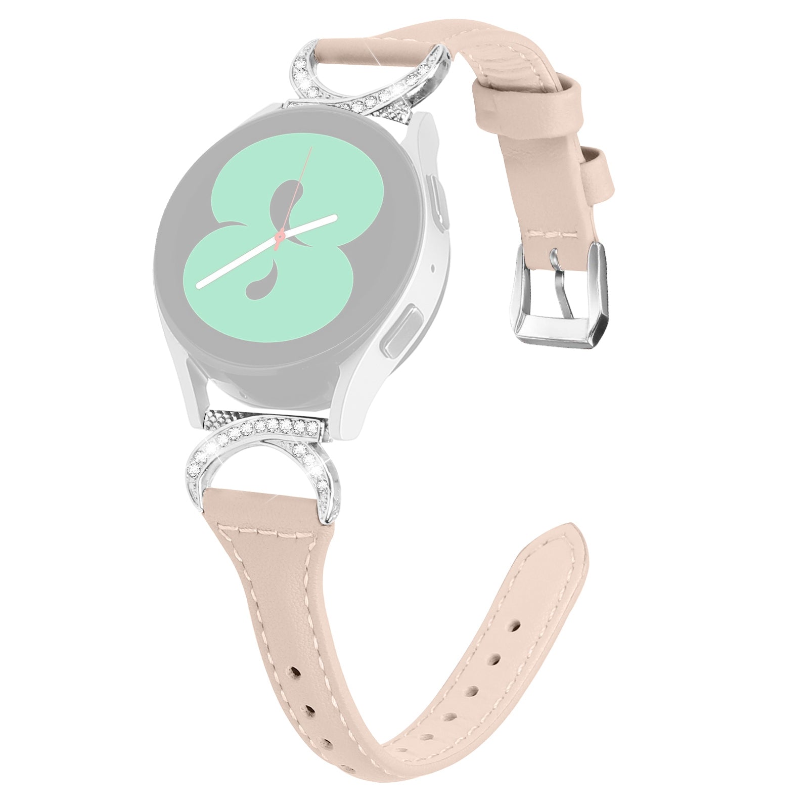 For Samsung Galaxy Watch 3 41mm Watch6 40mm 44mm Watch6 Classic 43mm 47mm Watch 5 40mm 44mm Watch4 40mm 44mm Leather Watch Band 20mm Wrist Strap with Silver Buckle