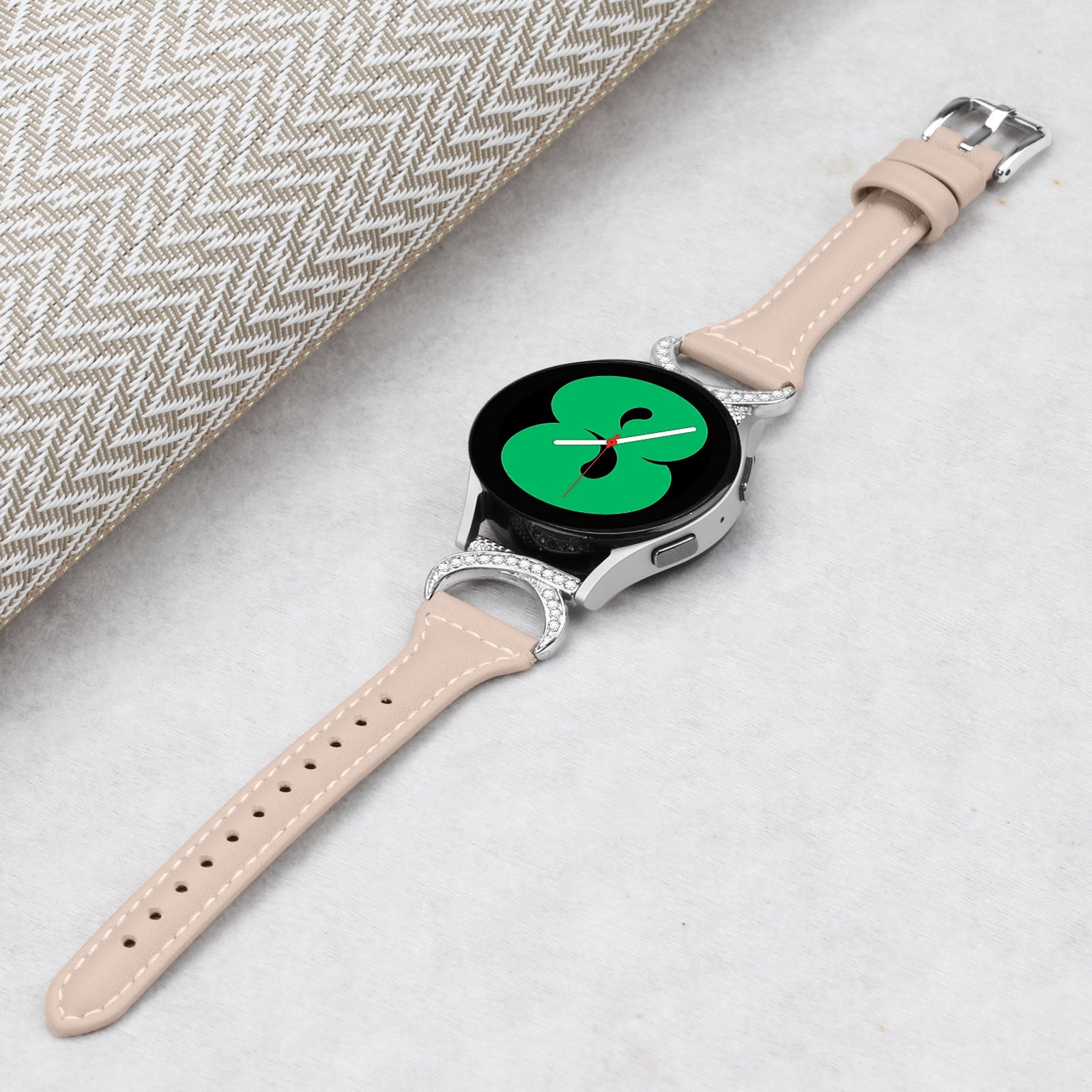 For Samsung Galaxy Watch 3 41mm Watch6 40mm 44mm Watch6 Classic 43mm 47mm Watch 5 40mm 44mm Watch4 40mm 44mm Leather Watch Band 20mm Wrist Strap with Silver Buckle