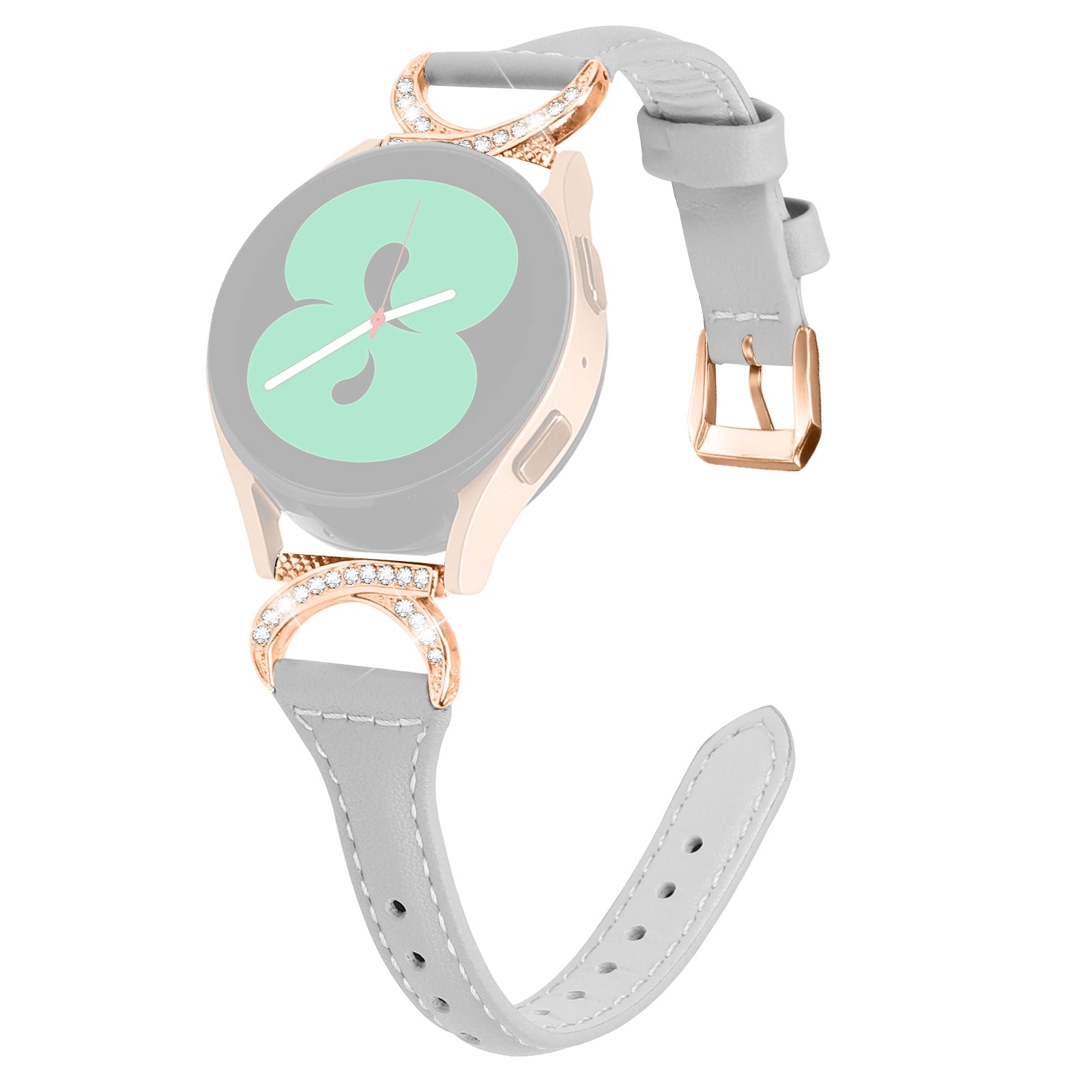 For Samsung Galaxy Watch 3 41mm Watch6 40mm 44mm Watch6 Classic 43mm 47mm Watch 5 40mm 44mm Watch4 40mm 44mm Leather Watch Strap 20mm Watch Band with Rose Gold Buckle