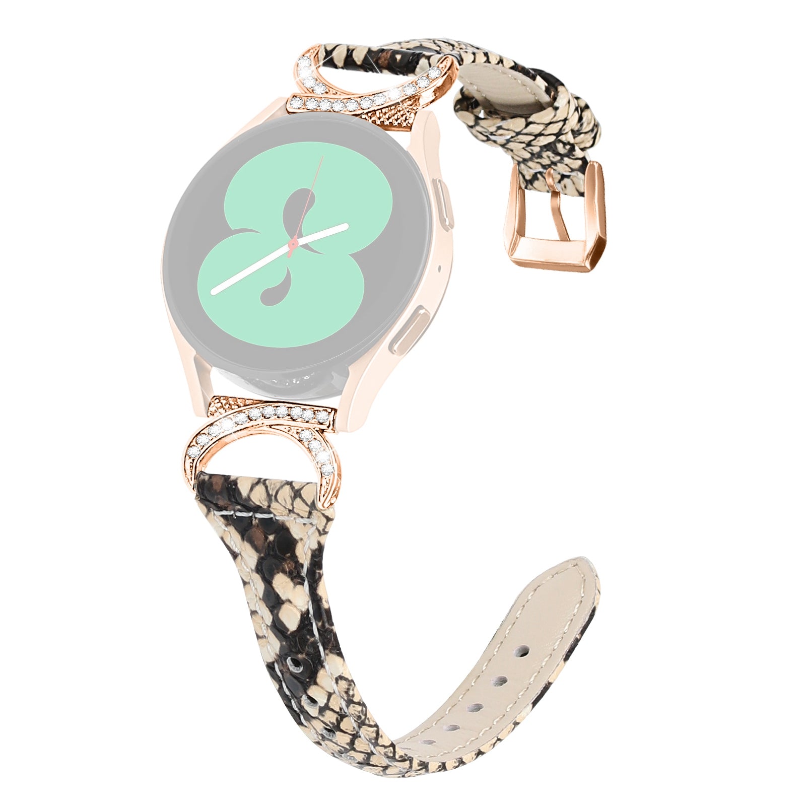 For Samsung Galaxy Watch 3 41mm Watch6 40mm 44mm Watch6 Classic 43mm 47mm Watch 5 40mm 44mm Watch4 40mm 44mm Leather Watch Strap 20mm Watch Band with Rose Gold Buckle