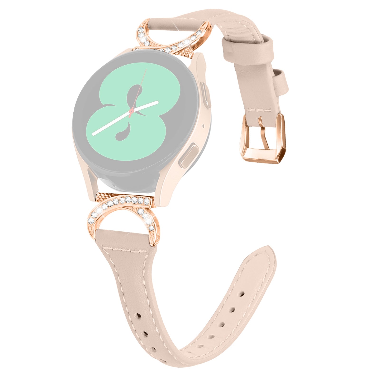 For Samsung Galaxy Watch 3 41mm Watch6 40mm 44mm Watch6 Classic 43mm 47mm Watch 5 40mm 44mm Watch4 40mm 44mm Leather Watch Strap 20mm Watch Band with Rose Gold Buckle