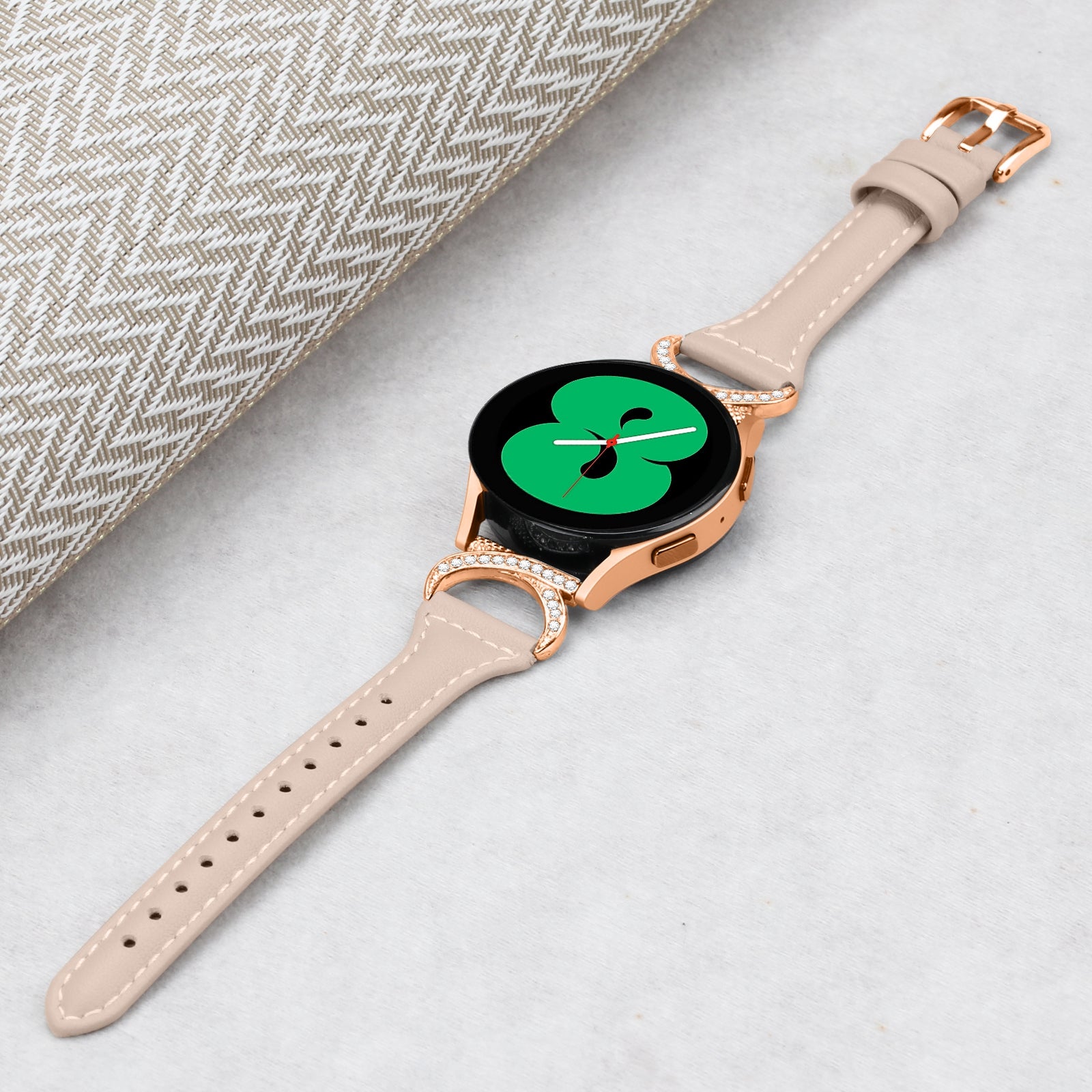 For Samsung Galaxy Watch 3 41mm Watch6 40mm 44mm Watch6 Classic 43mm 47mm Watch 5 40mm 44mm Watch4 40mm 44mm Leather Watch Strap 20mm Watch Band with Rose Gold Buckle
