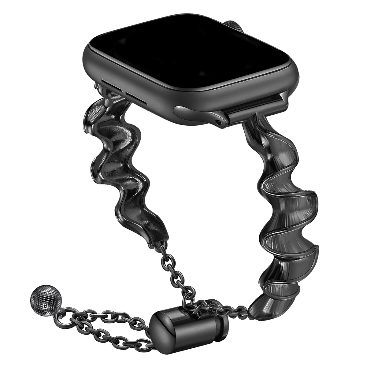 For Apple Watch Series 9 8 7 41mm 6 5 4 SE (2022) SE (2023) SE 40mm Series 3 2 1 38mm Metal Ribbon Shape Smartwatch Strap