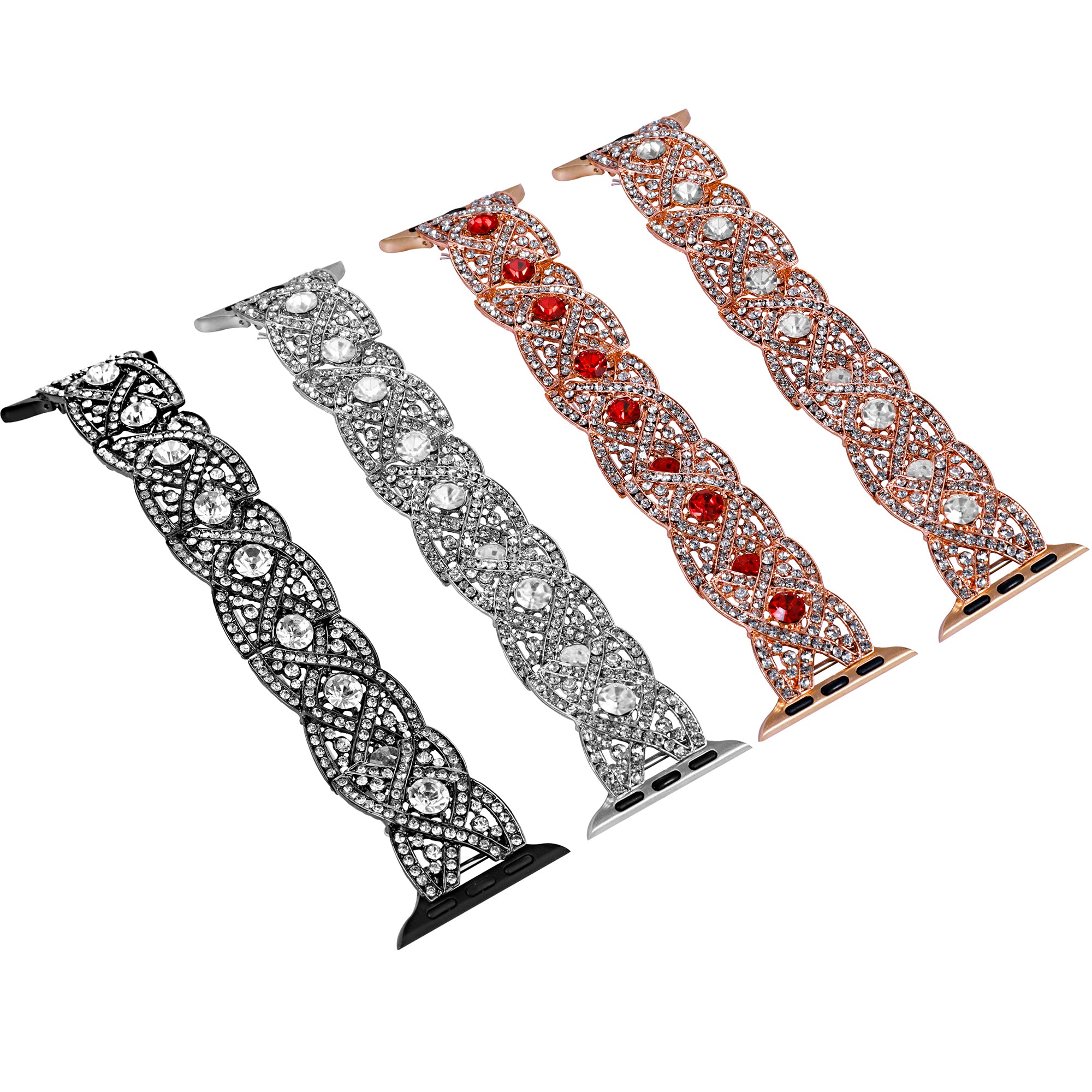 For Apple Watch 9 8 7 41mm 6 5 4 SE (2022) SE (2023) SE 40mm 3 2 1 38mm Rhinestone Decor Crossover Design Metal Watch Strap