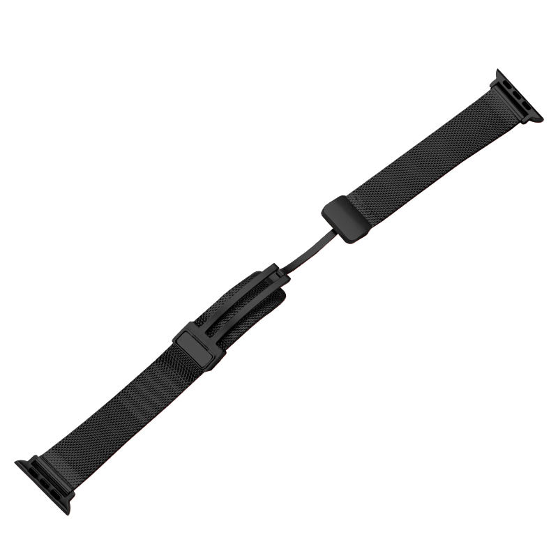 For Apple Watch Ultra Ultra 2 49mm Series 8 7 9 45mm Series 6 5 4 SE (2022) SE 44mm Series 3 2 1 42mm Fine Mesh Milanese Metal Wrist Band with Folding Clasp