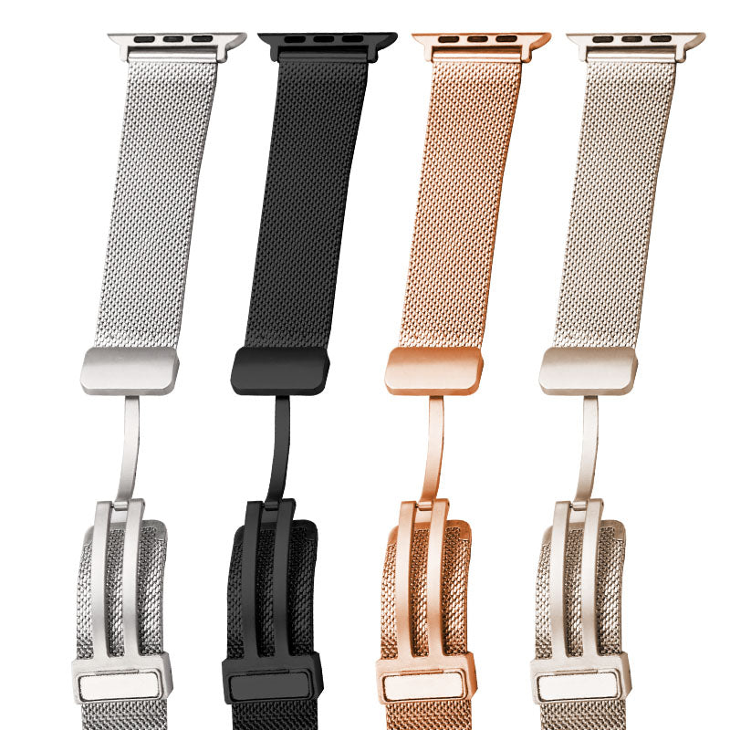 Metal Strap for Apple Watch 9 8 7 41mm 6 5 4 SE (2022) SE (2023) SE 40mm 3 2 1 38mm Fine Mesh Milanese Band with Folding Clasp