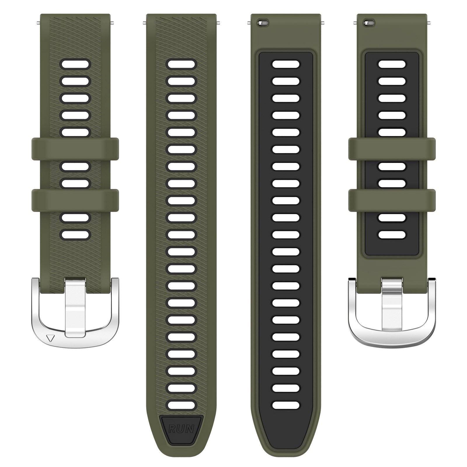 22mm Watch Band for Garmin Forerunner 265 Honor Watch GS 3i Silicone Cross Stripe Dual-color Strap Replacement
