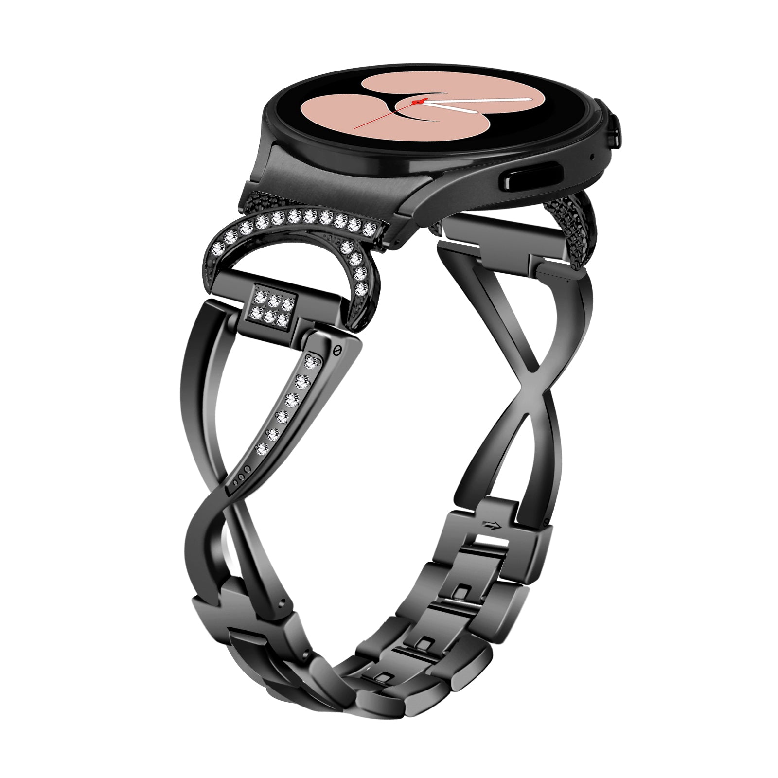Watch Band for Samsung Galaxy Watch6 40mm 44mm Watch6 Classic 43mm 47mm Watch 5 40mm 44mm Watch4 40mm 44mm Rhinestones Decor Alloy Wrist Strap with Connector