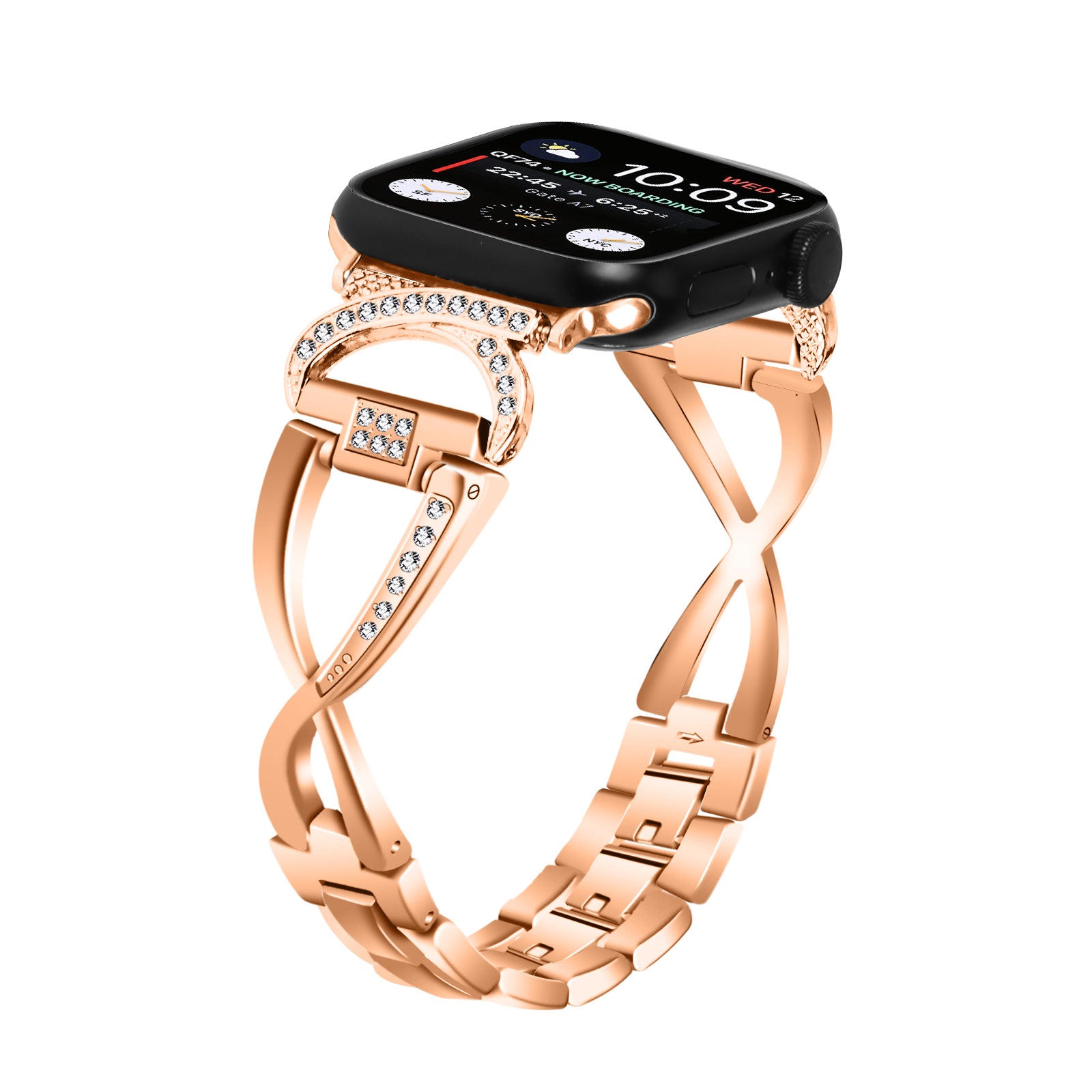 Alloy Watch Band for Apple Watch Series 9 8 7 41mm 6 5 4 SE (2022) SE (2023) SE 40mm 3 2 1 38mm Rhinestones Decor Wrist Strap