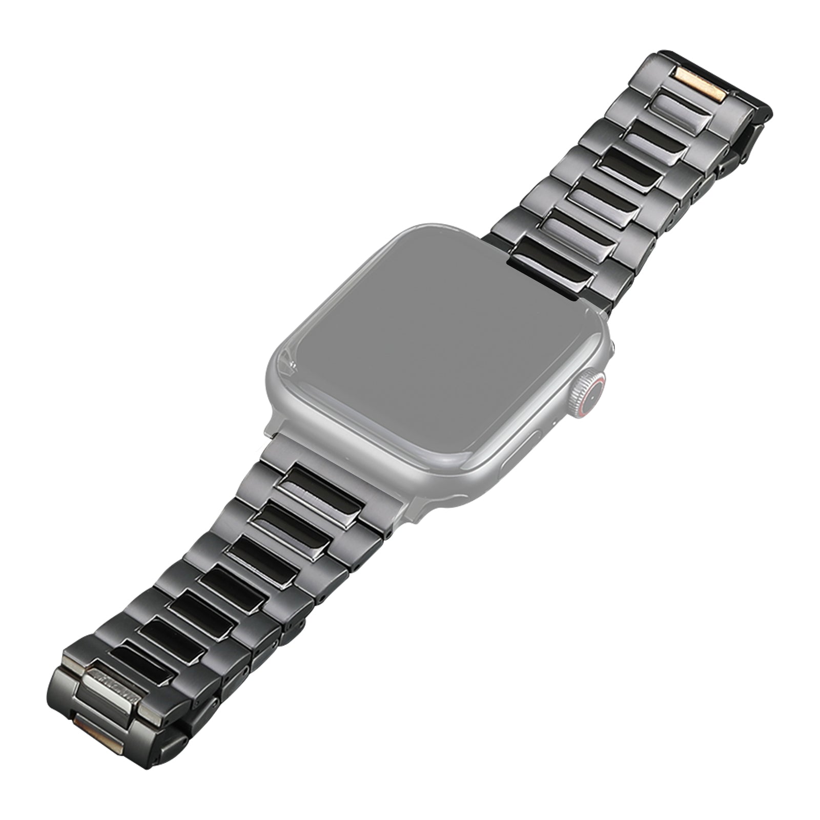 Titanium Steel Watch Band for Apple Watch Series 1 2 3 38mm 9 8 7 41mm 6 5 4 SE (2022) SE (2023) SE 40mm 3-Bead Metal Strap with Butterfly Clasp