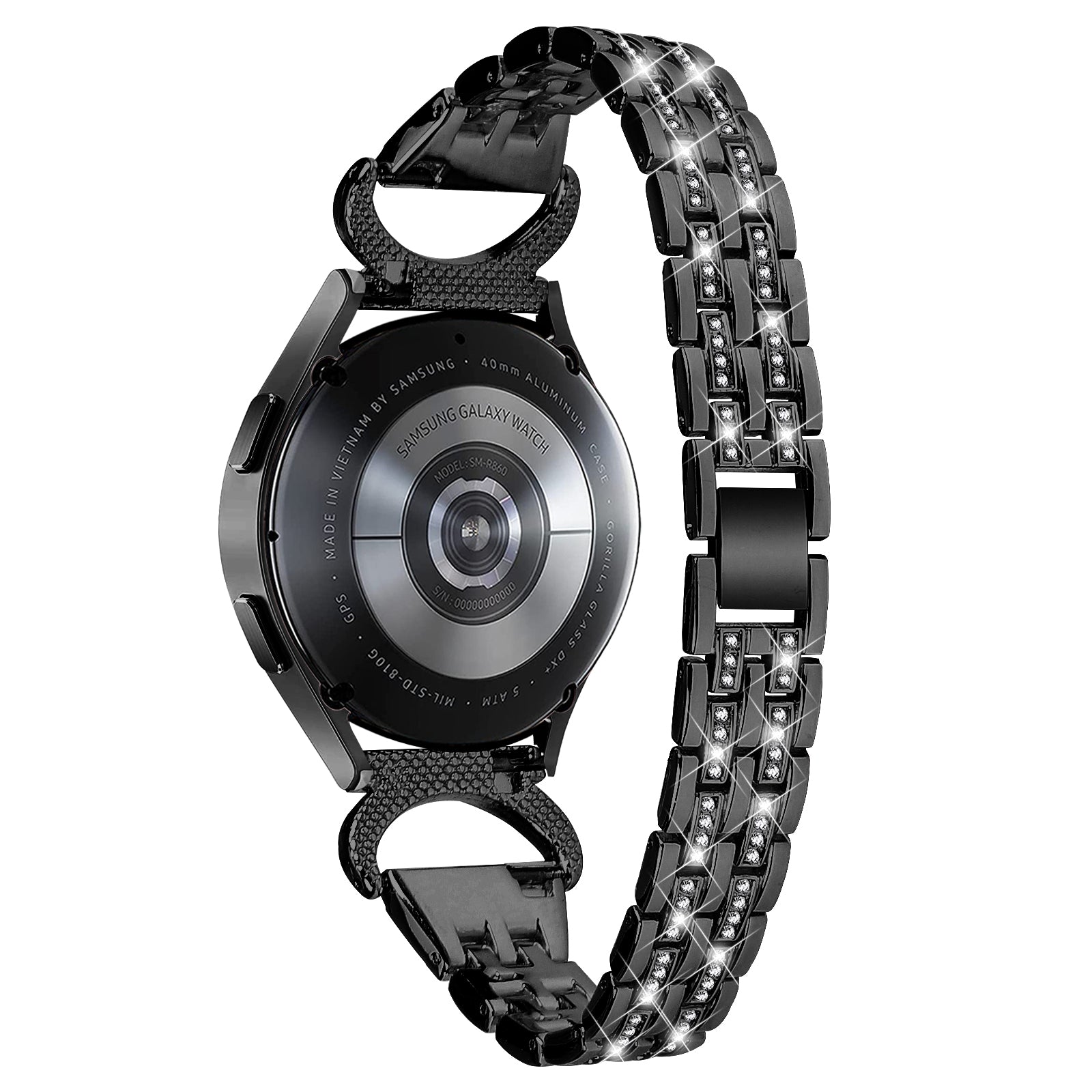 Stainless Steel Watch Band for Samsung Galaxy Watch6 40mm 44mm Watch6 Classic 43mm 47mm Watch 5 40mm 44mm Watch4 40mm 44mm Watch3 41mm 20mm 5-Bead Rhinestone Decor Bracelet