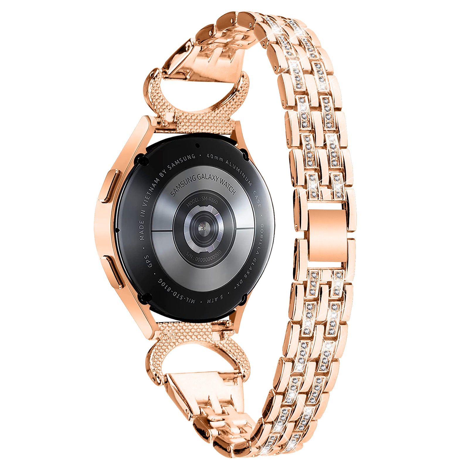 Stainless Steel Watch Band for Samsung Galaxy Watch6 40mm 44mm Watch6 Classic 43mm 47mm Watch 5 40mm 44mm Watch4 40mm 44mm Watch3 41mm 20mm 5-Bead Rhinestone Decor Bracelet